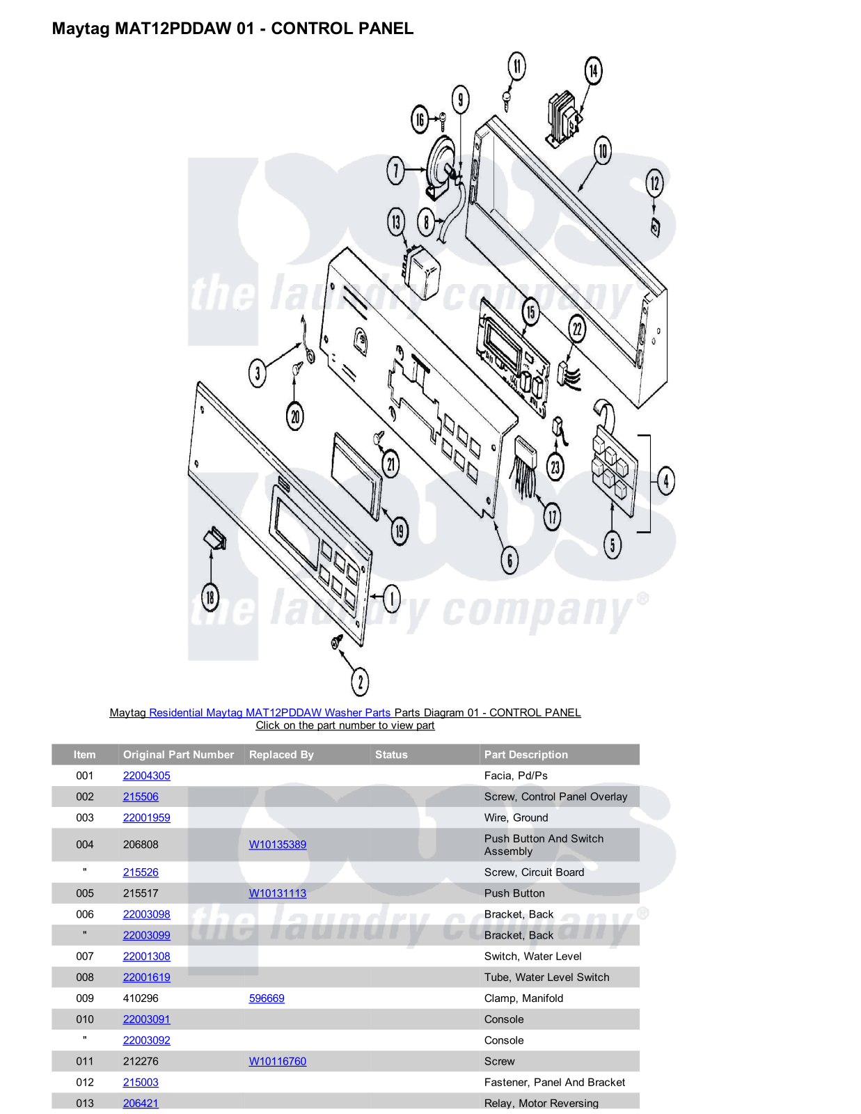 Maytag MAT12PDDAW Parts Diagram