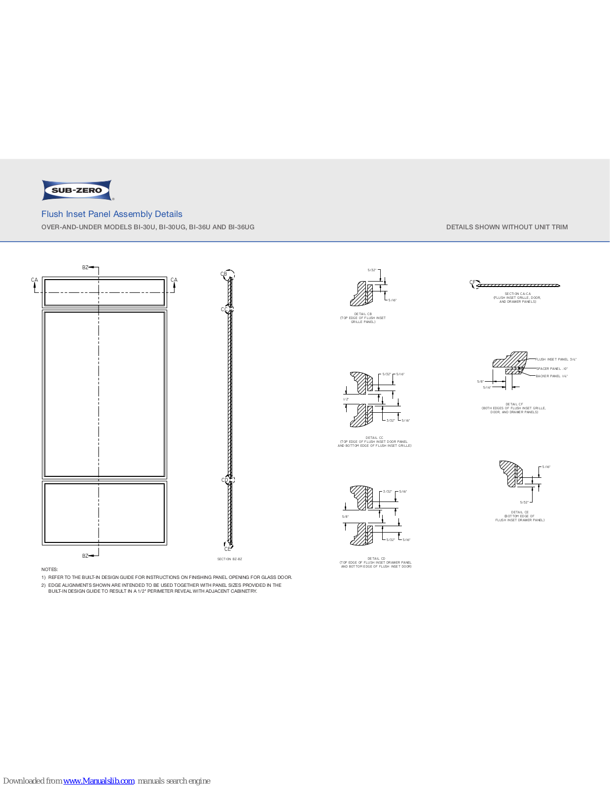 Sub-Zero 600 Series BI-30U, 600 Series BI-30UG, 600 Series BI-36U, 600 Series BI-36UG, BI-30U Specifications