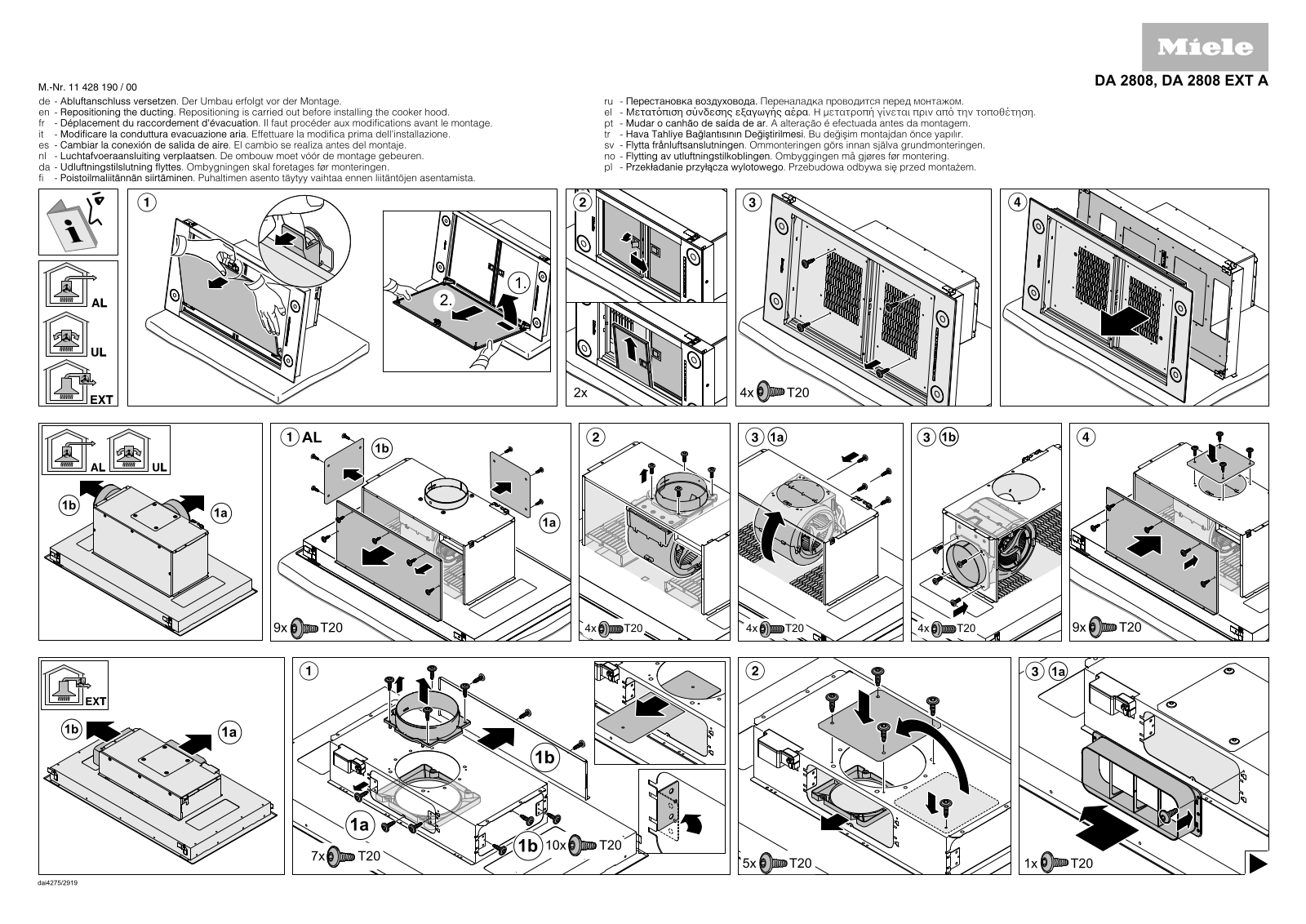 Miele DA 2808, DA 2808 EXT A Assembly plan