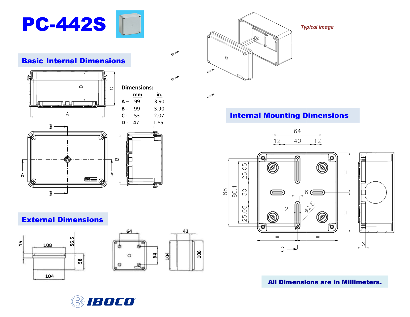 Iboco PC-442S Dimensional Sheet