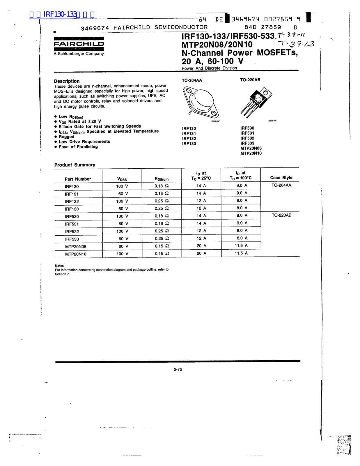 Fairchild IRF130-133 service manual