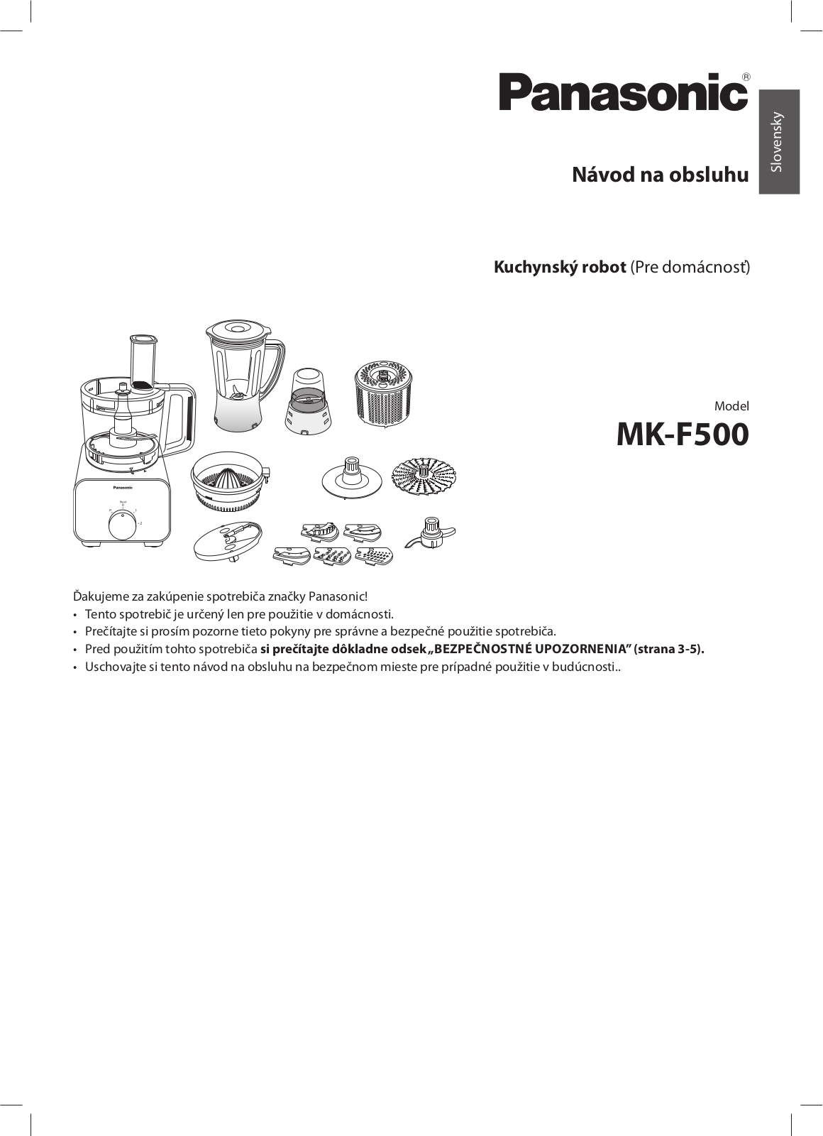 Panasonic MK-F500 User Manual