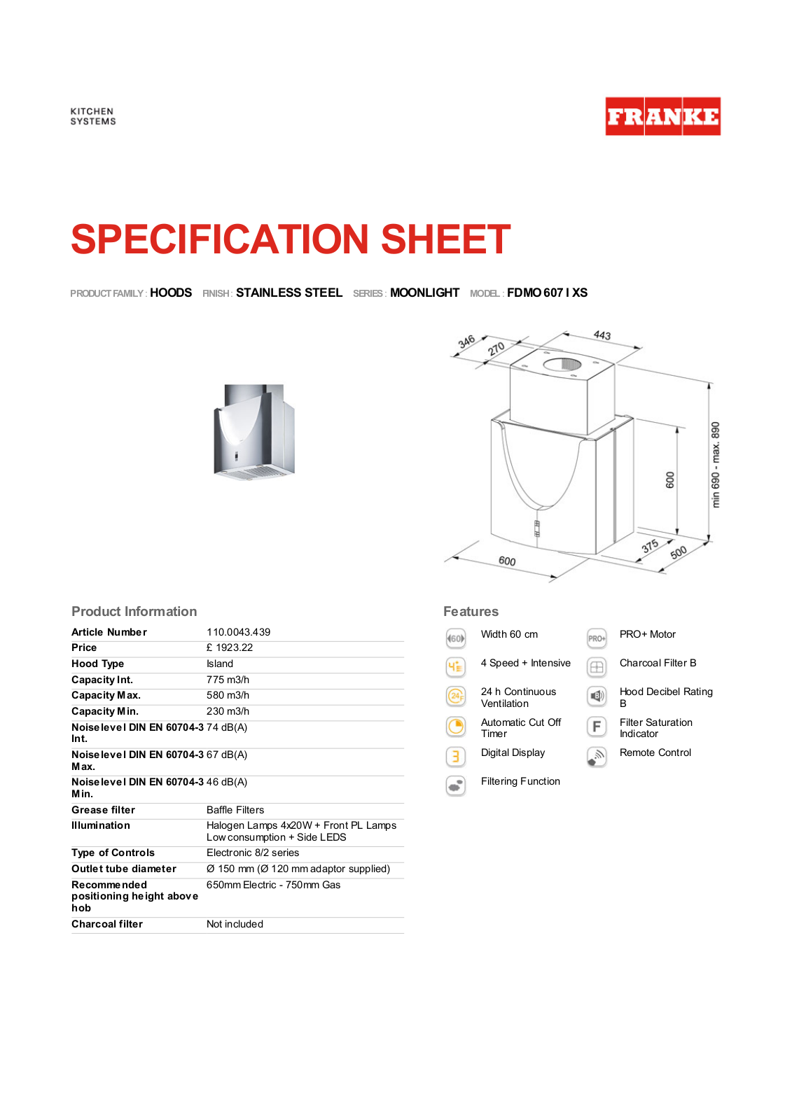 Franke Foodservice FDMO 607 I XS User Manual