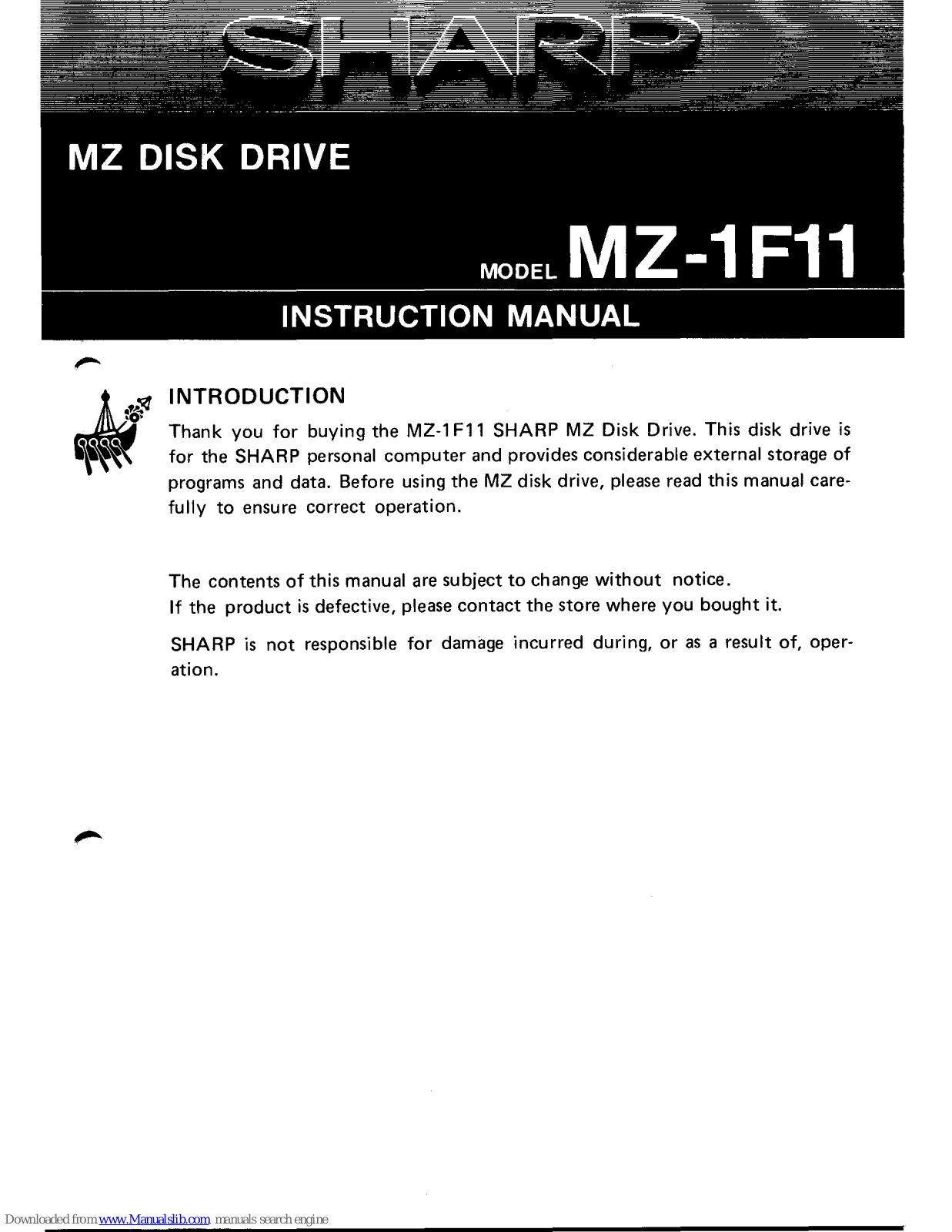 Sharp MZ-1F11 Instruction Manual - ManualMachine.com