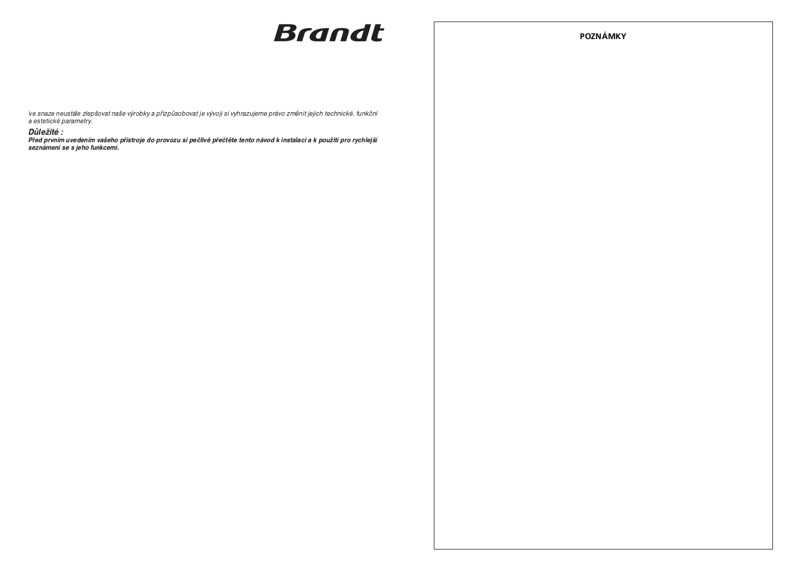 Brandt WT10765E User Manual