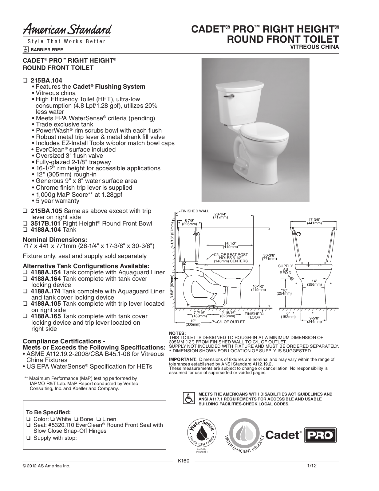 American Standard ASD9795 Specifications - ManualMachine.com