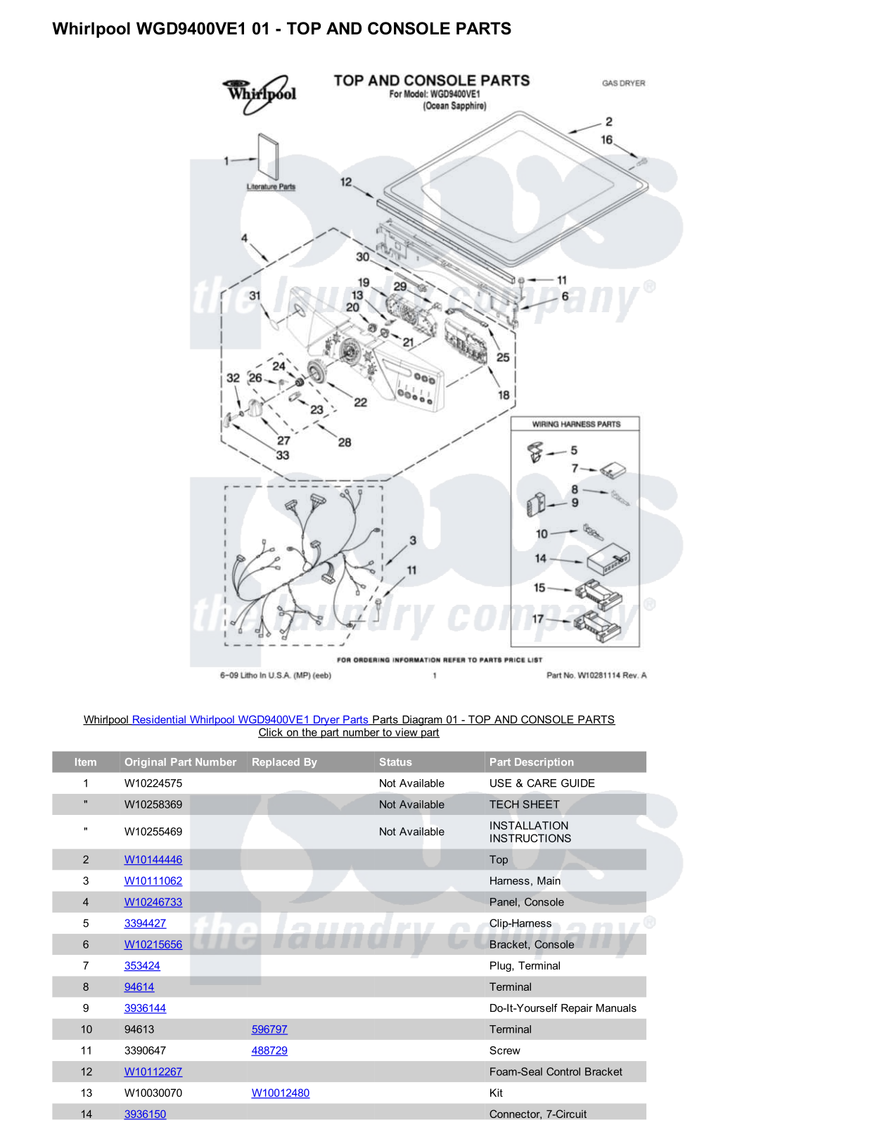 Whirlpool WGD9400VE1 Parts Diagram