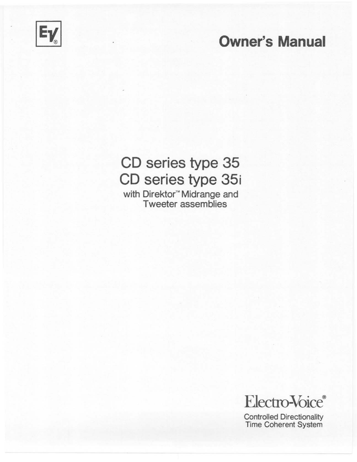 Electro-voice CD 35I User Manual