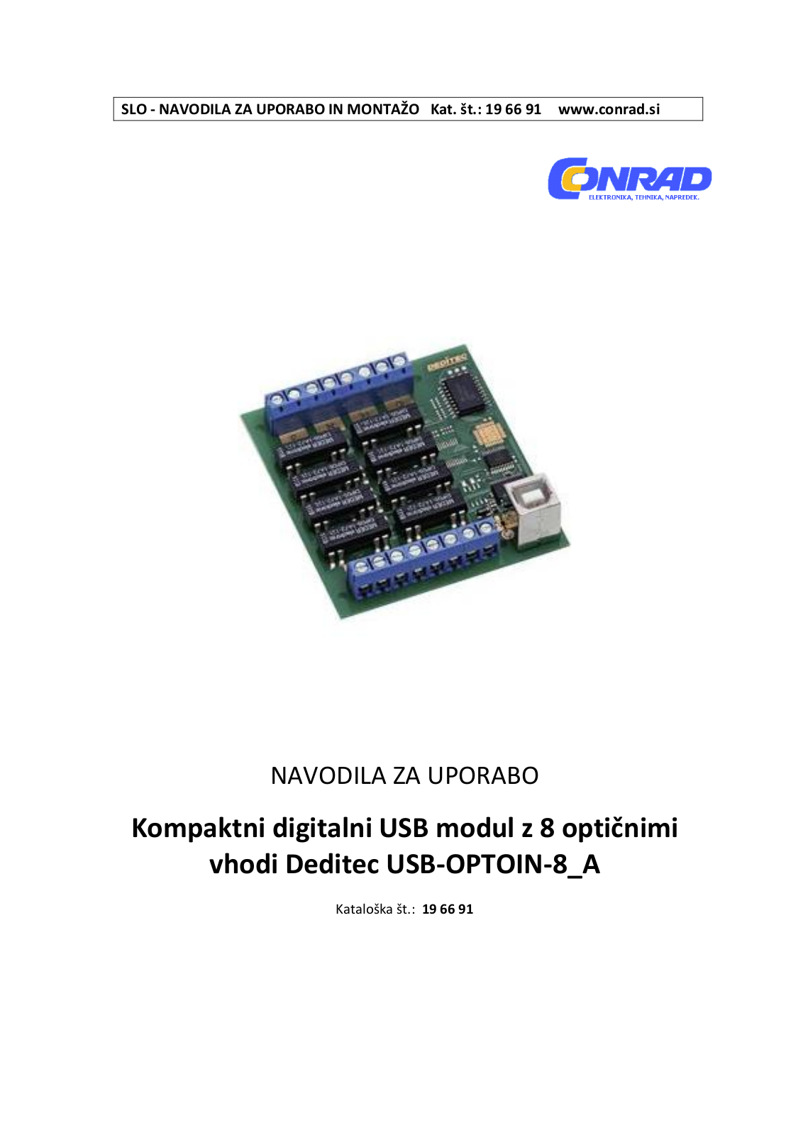 Deditec USB‐OPTOIN‐8_A Hardware-Description