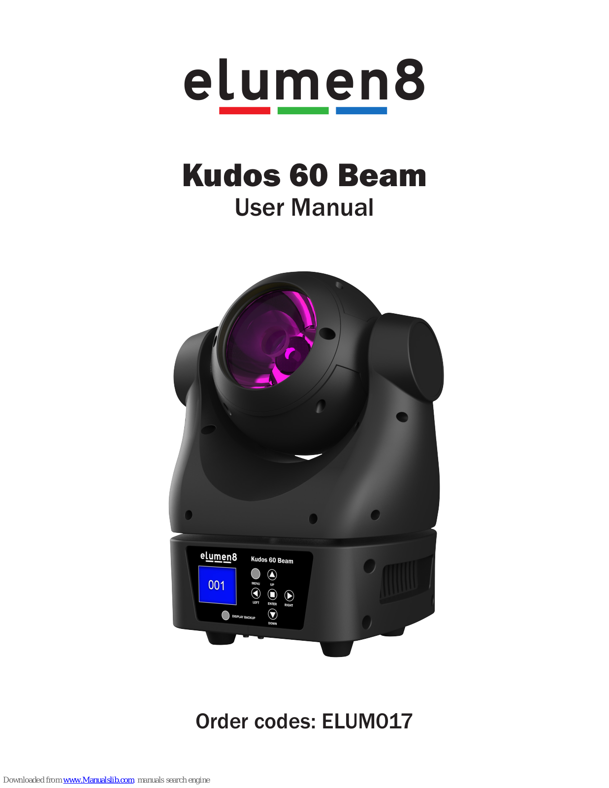 Elumen8 Kudos 60 Beam, ELUM017 User Manual