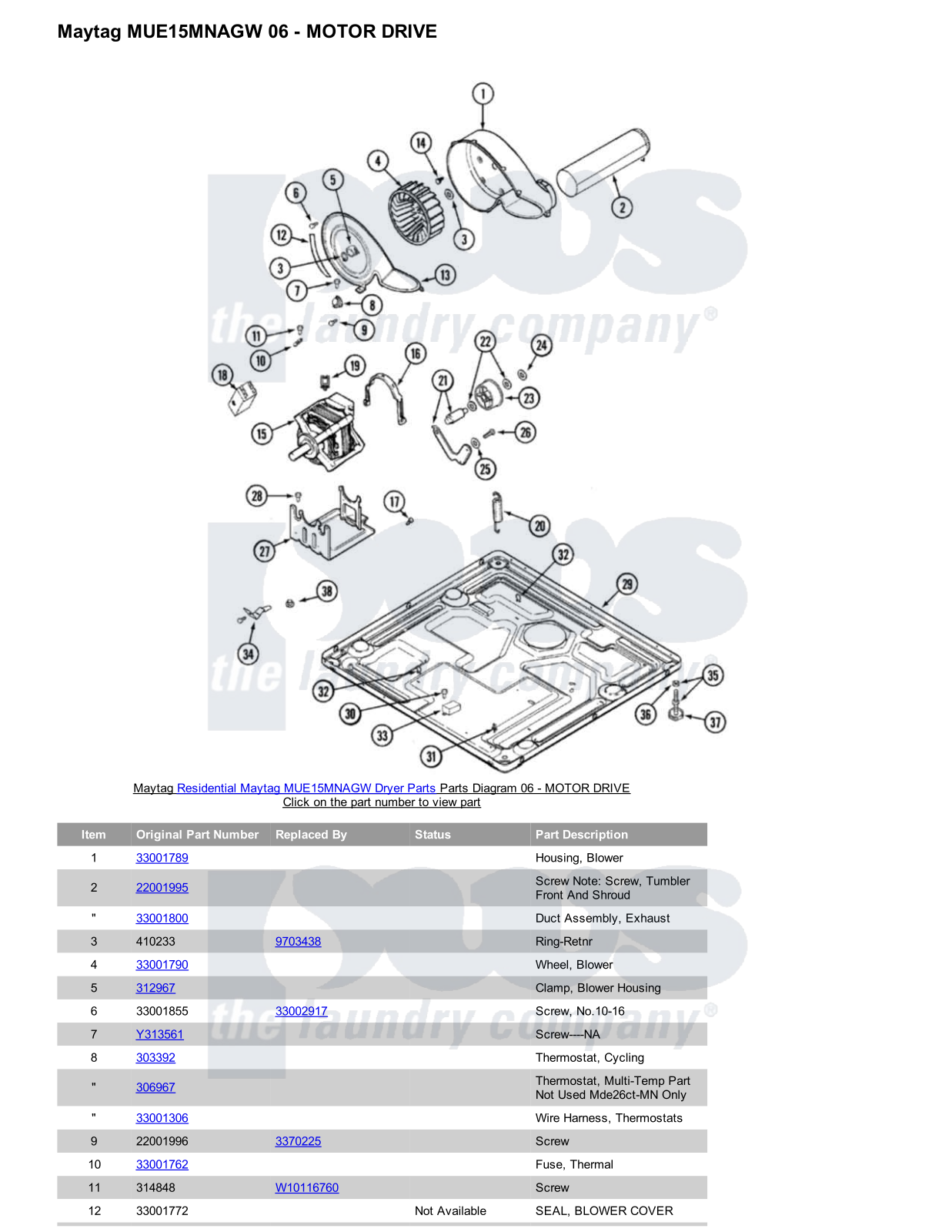 Maytag MUE15MNAGW Parts Diagram