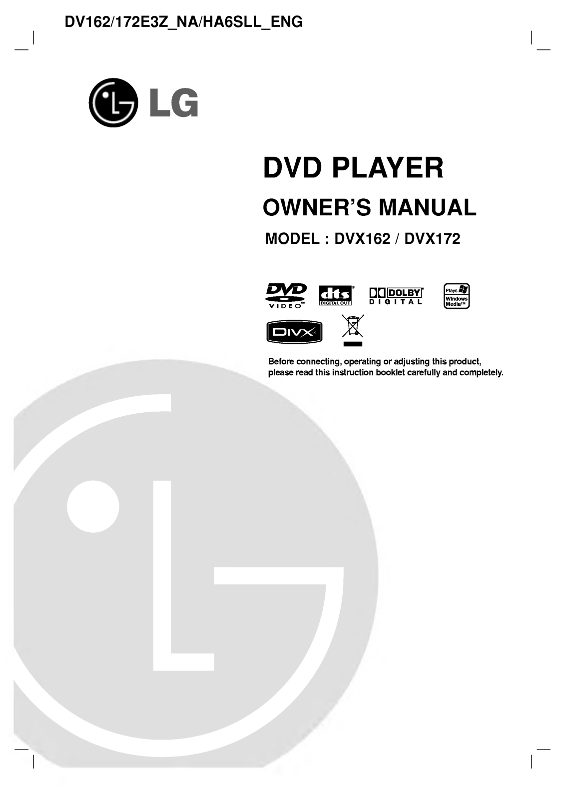 LG DV172E3Z User Manual