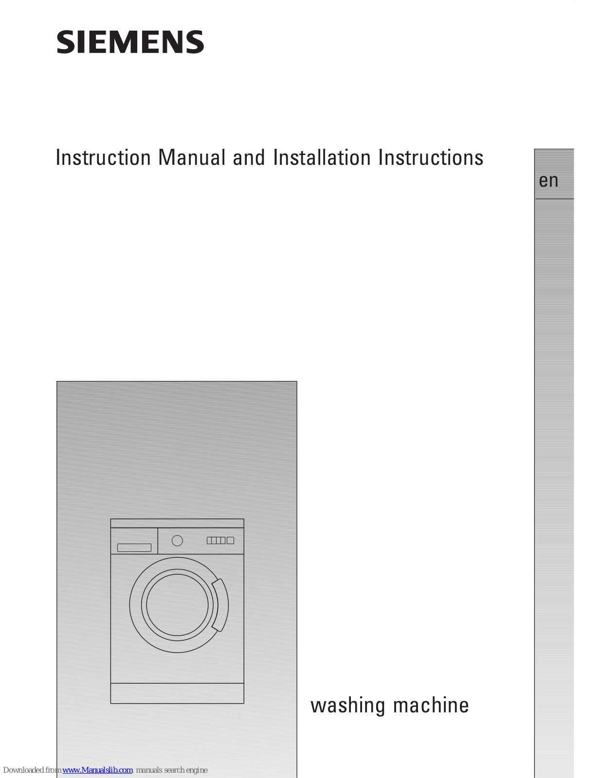 Siemens WXS863OE,WXS1063OE Instruction Manual And Installation Instructions