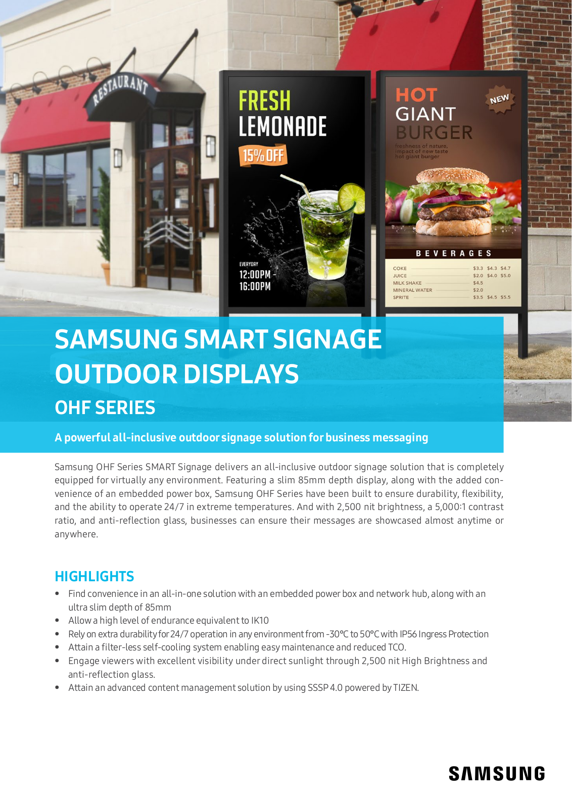 Samsung LH75OHFPLBC/EN Product Data Sheet