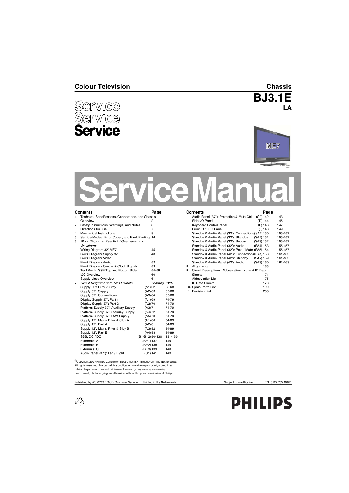 Philips BJ3.1E Schematic