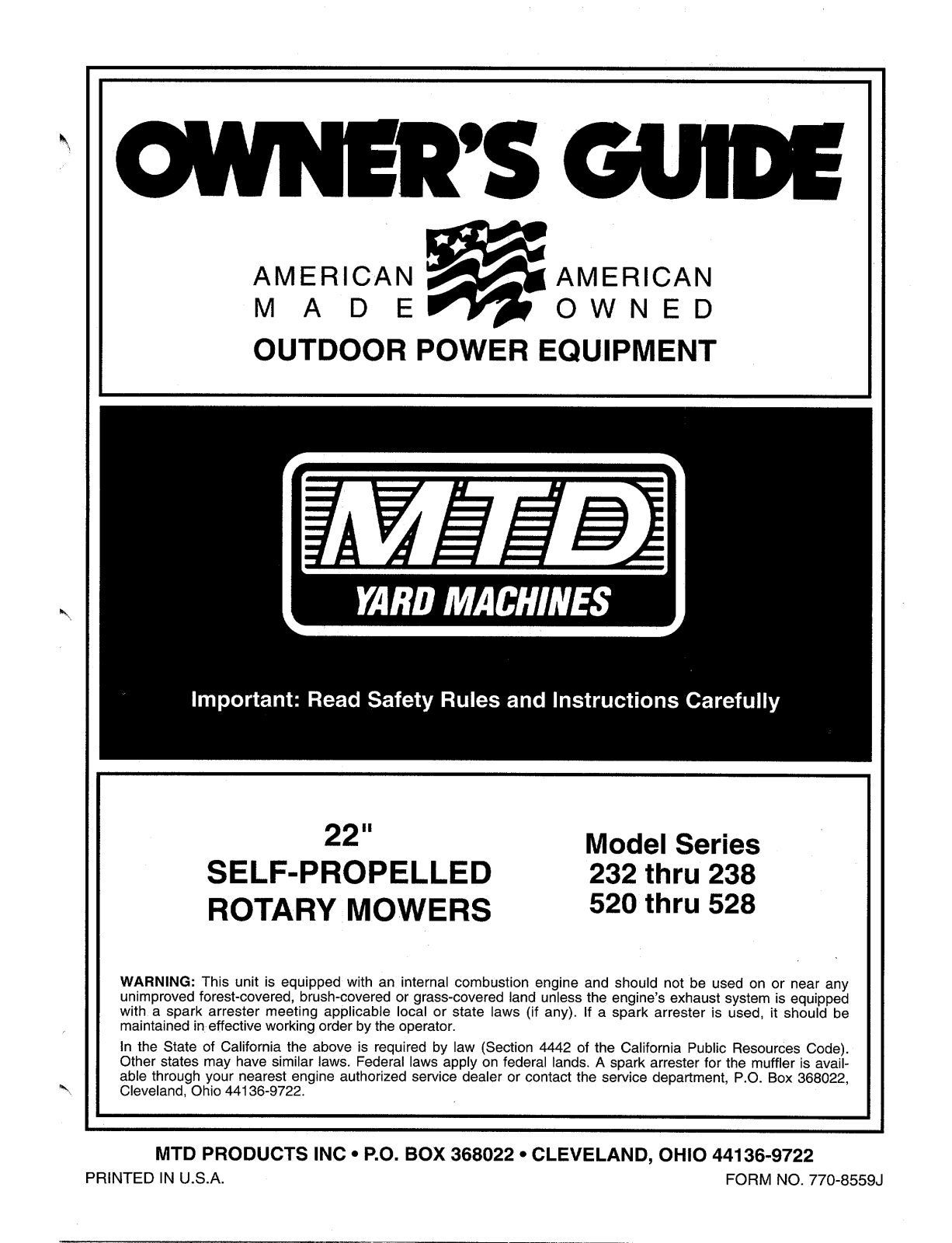 MTD 520, 232, 528, 238 User Manual