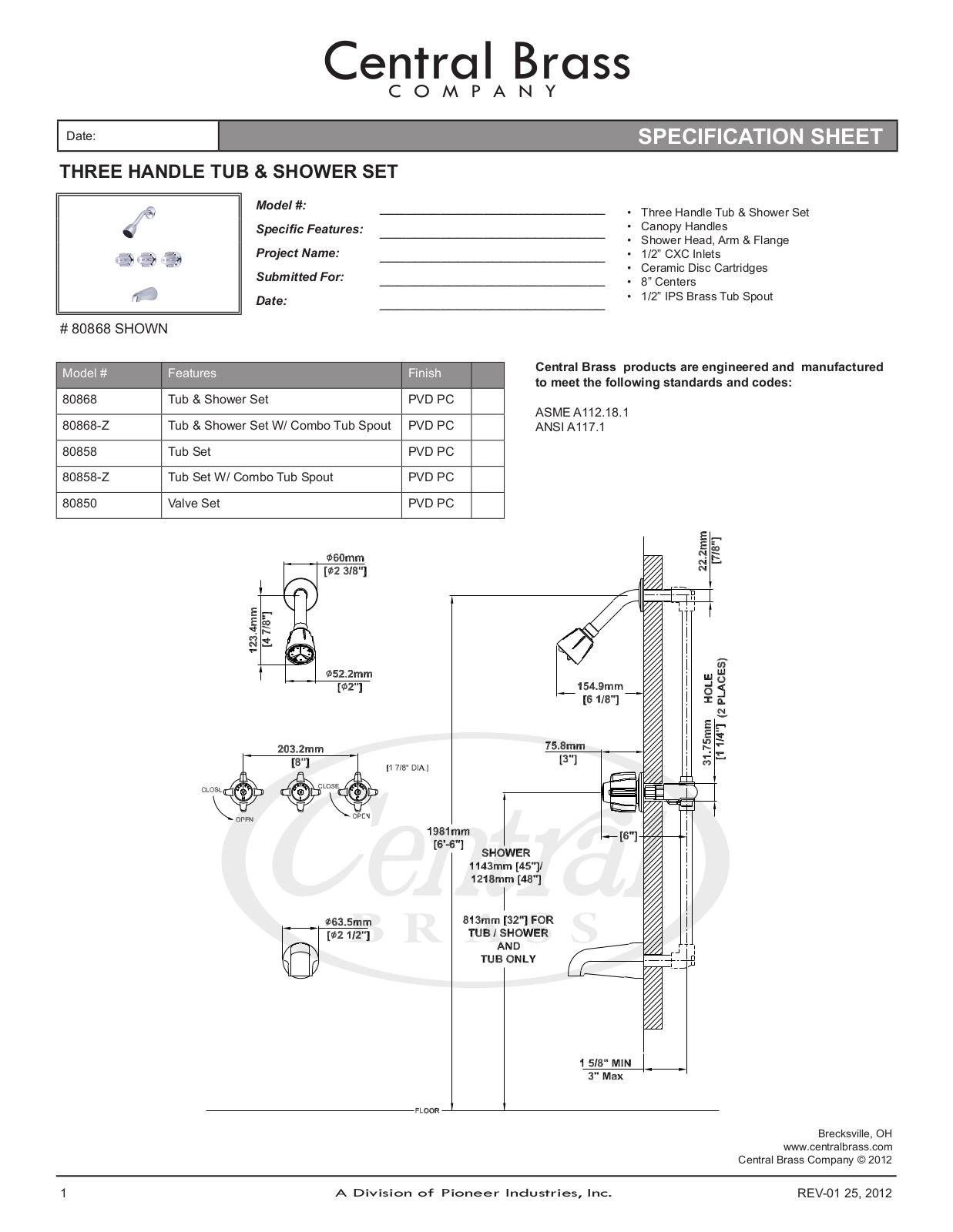 CENTRAL BRASS 80858-Z User Manual - ManualMachine.com