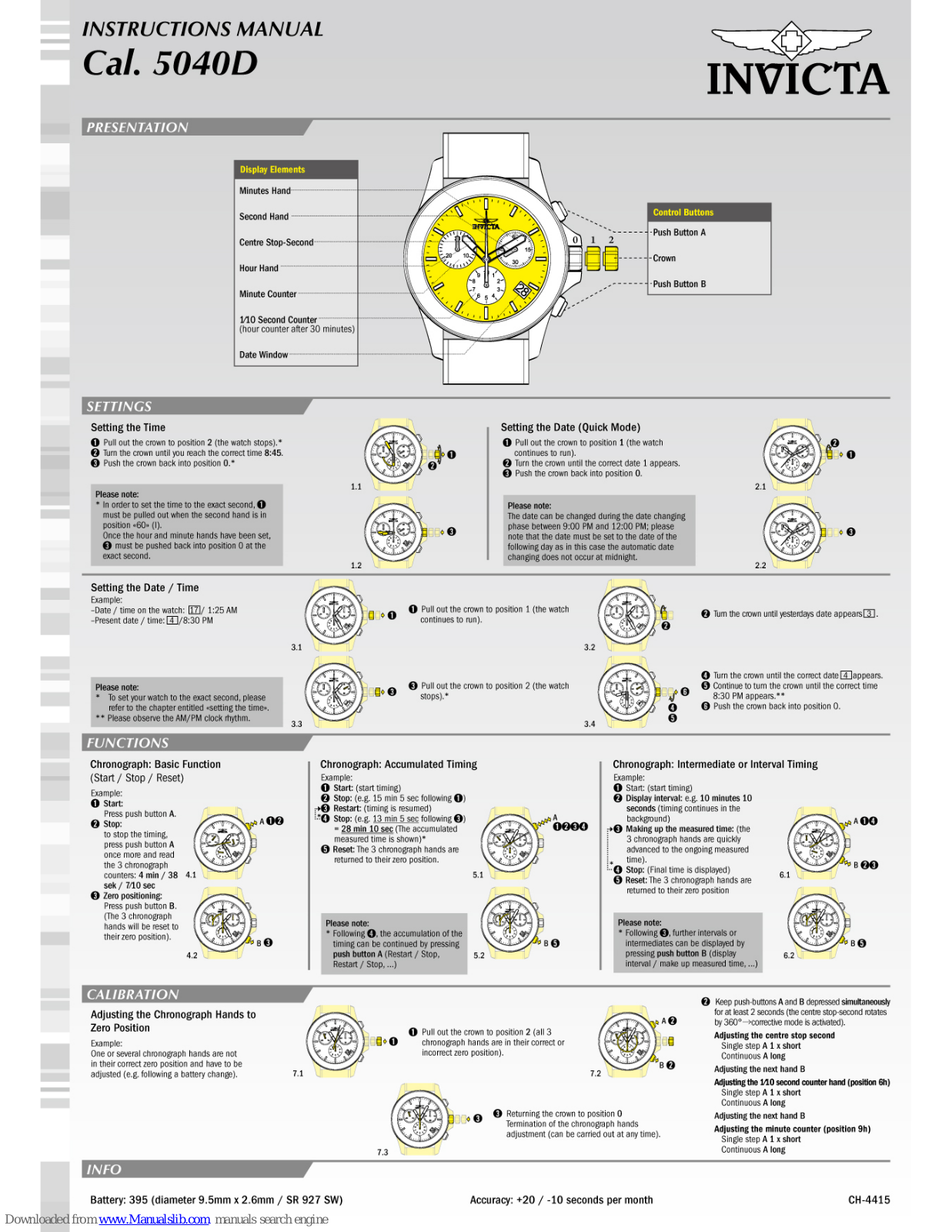 Invicta Cal.5040D, 5040D Instruction Manual