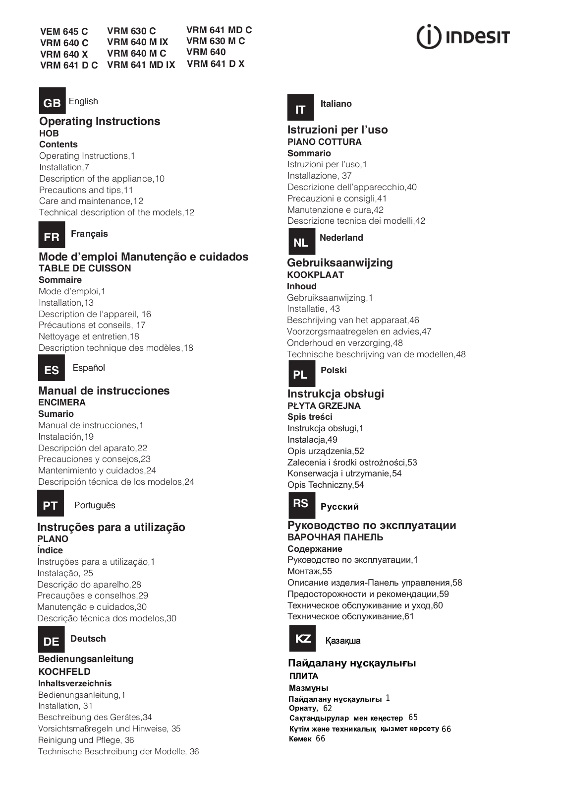 Indesit VRM-641-MD-IX User Manual