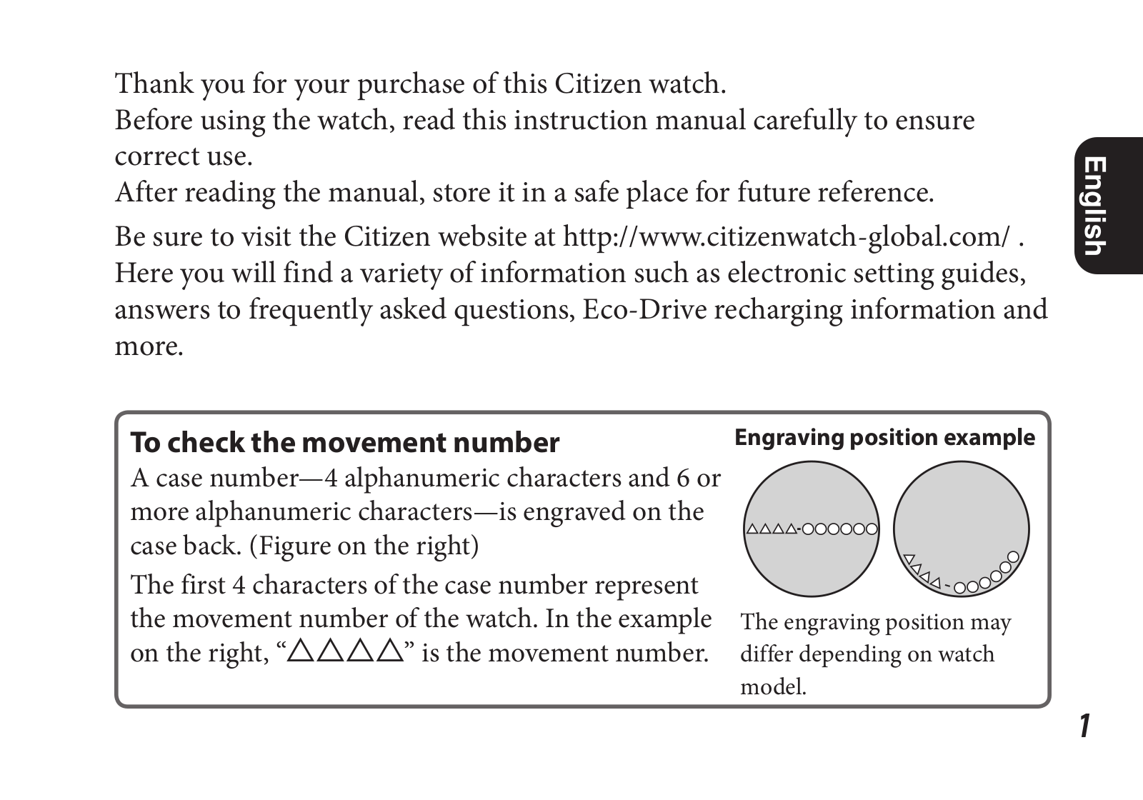 Citizen J250 Setting Instructions