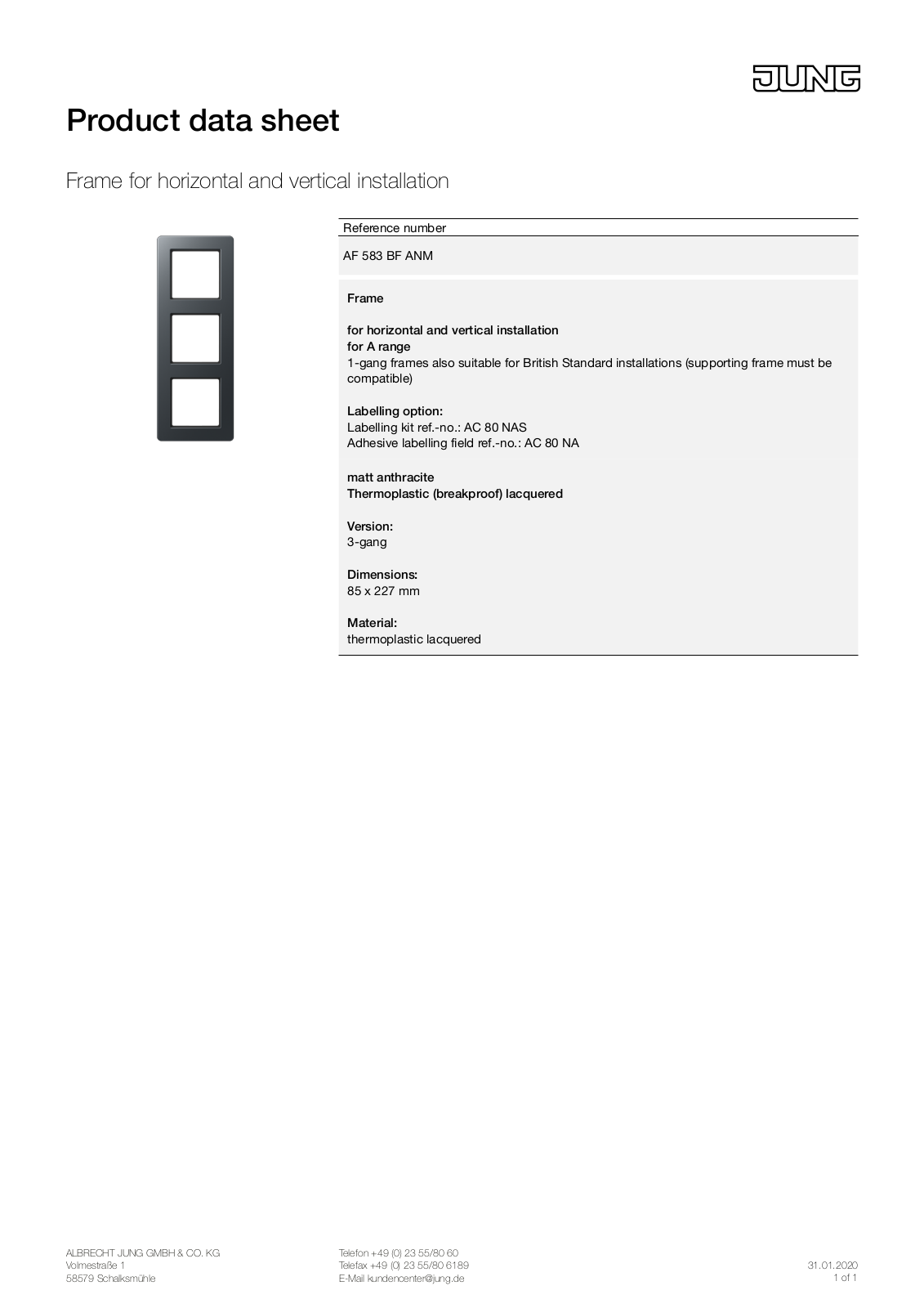 Jung AF 583 BF ANM User Manual