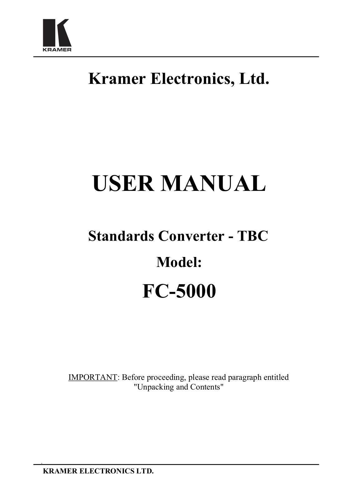 Kramer Electronics FC-5000 User Manual