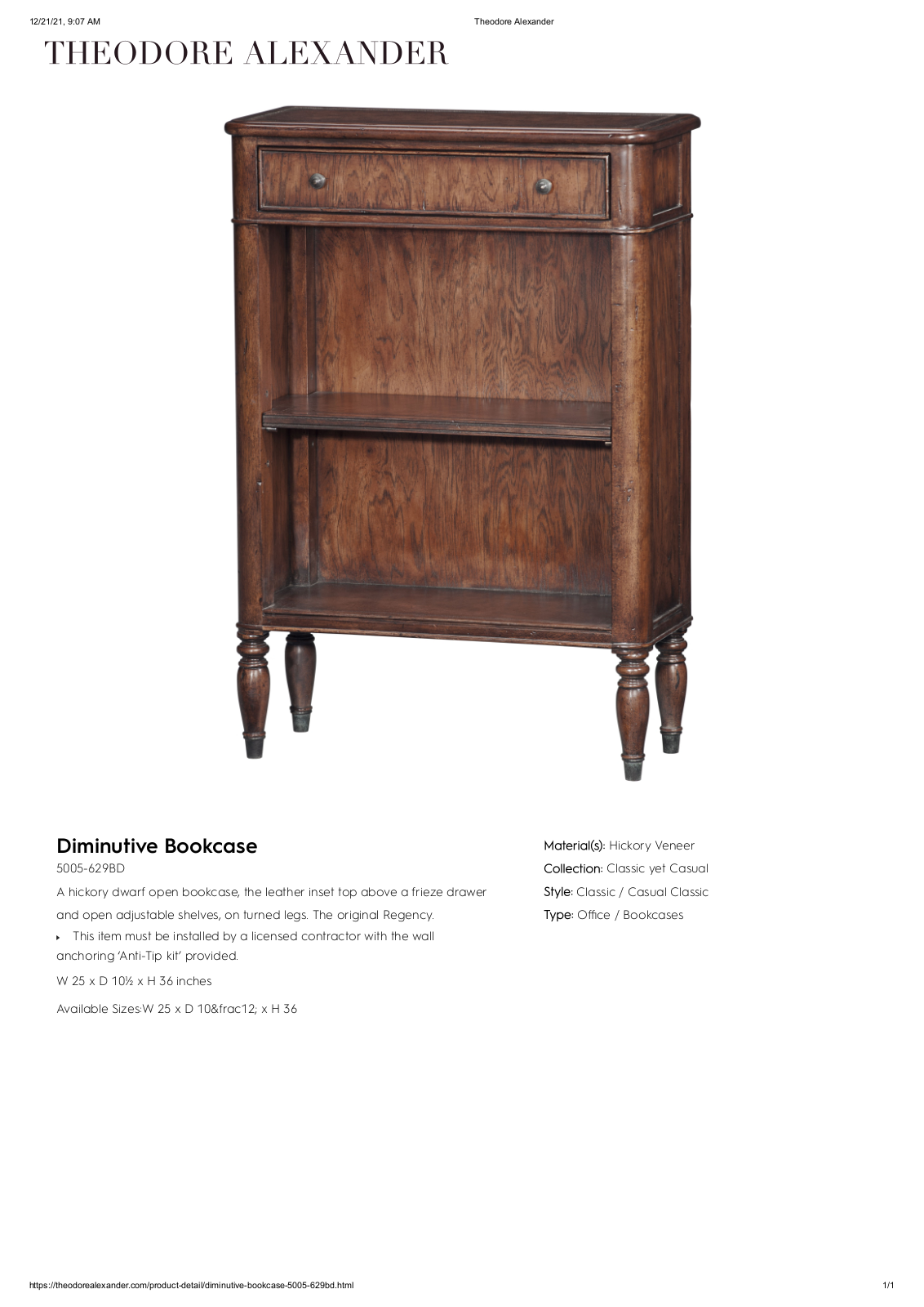 Theodore Alexander FPLJ1077 Specifications - ManualMachine.com