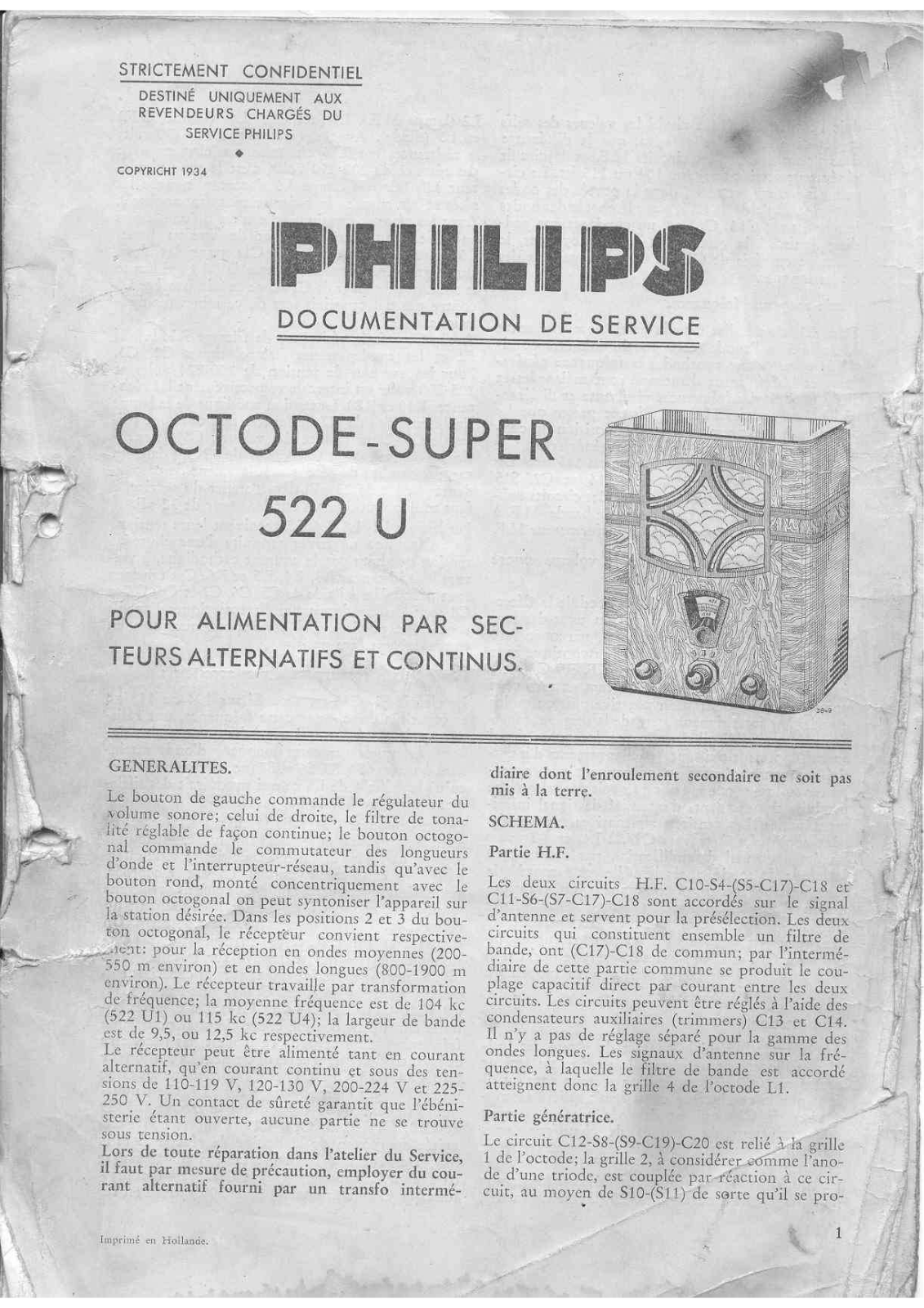 Philips 522u schematic