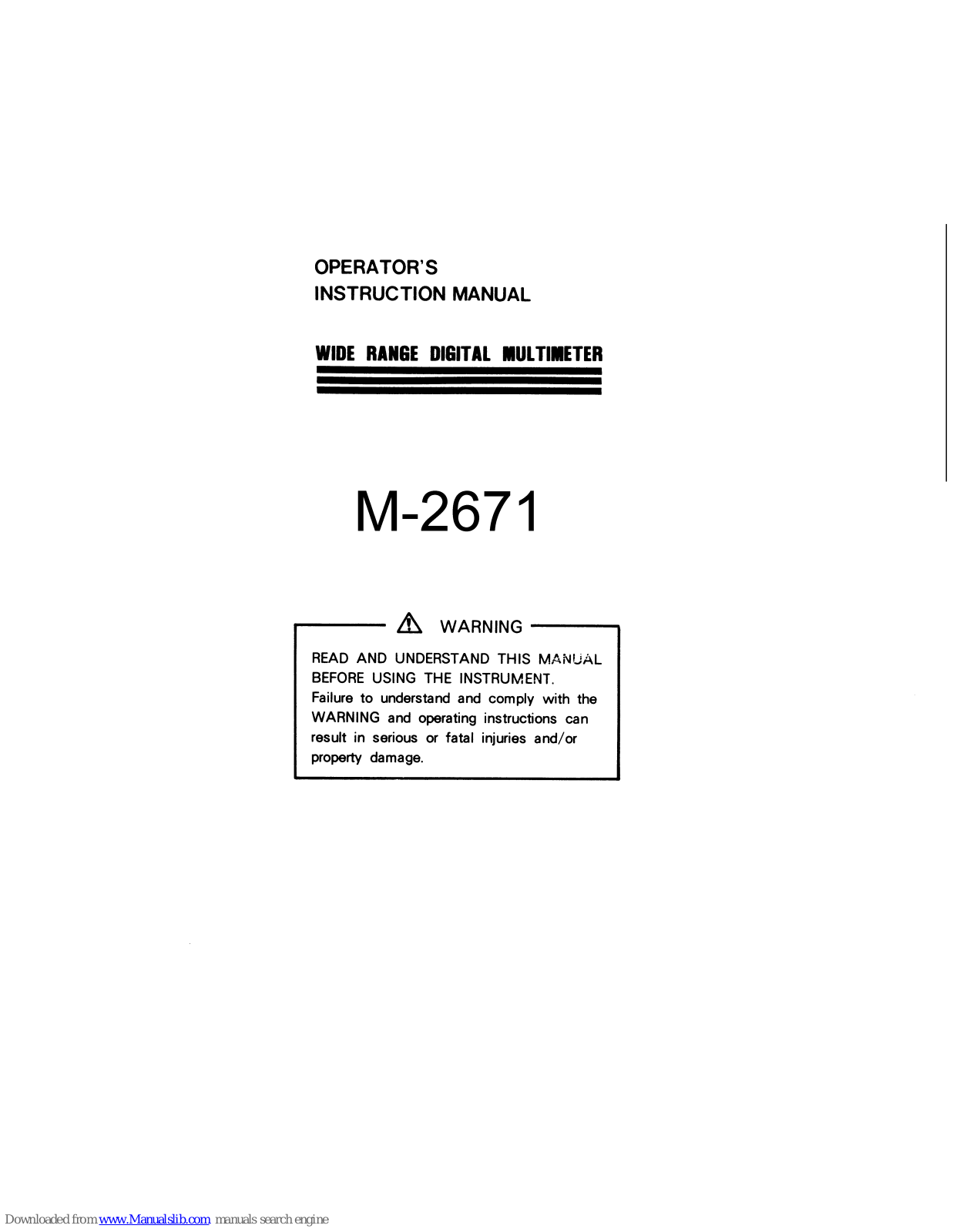 Elenco Electronics M-2671 Operator's Instruction Manual