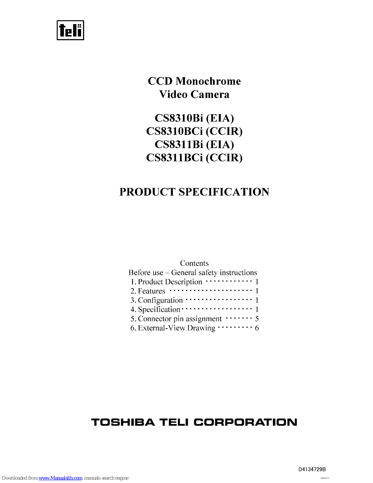 Toshiba CS8310Bi, CS8311Bi, CS8310BCi, CS8311BCi Speci?cations