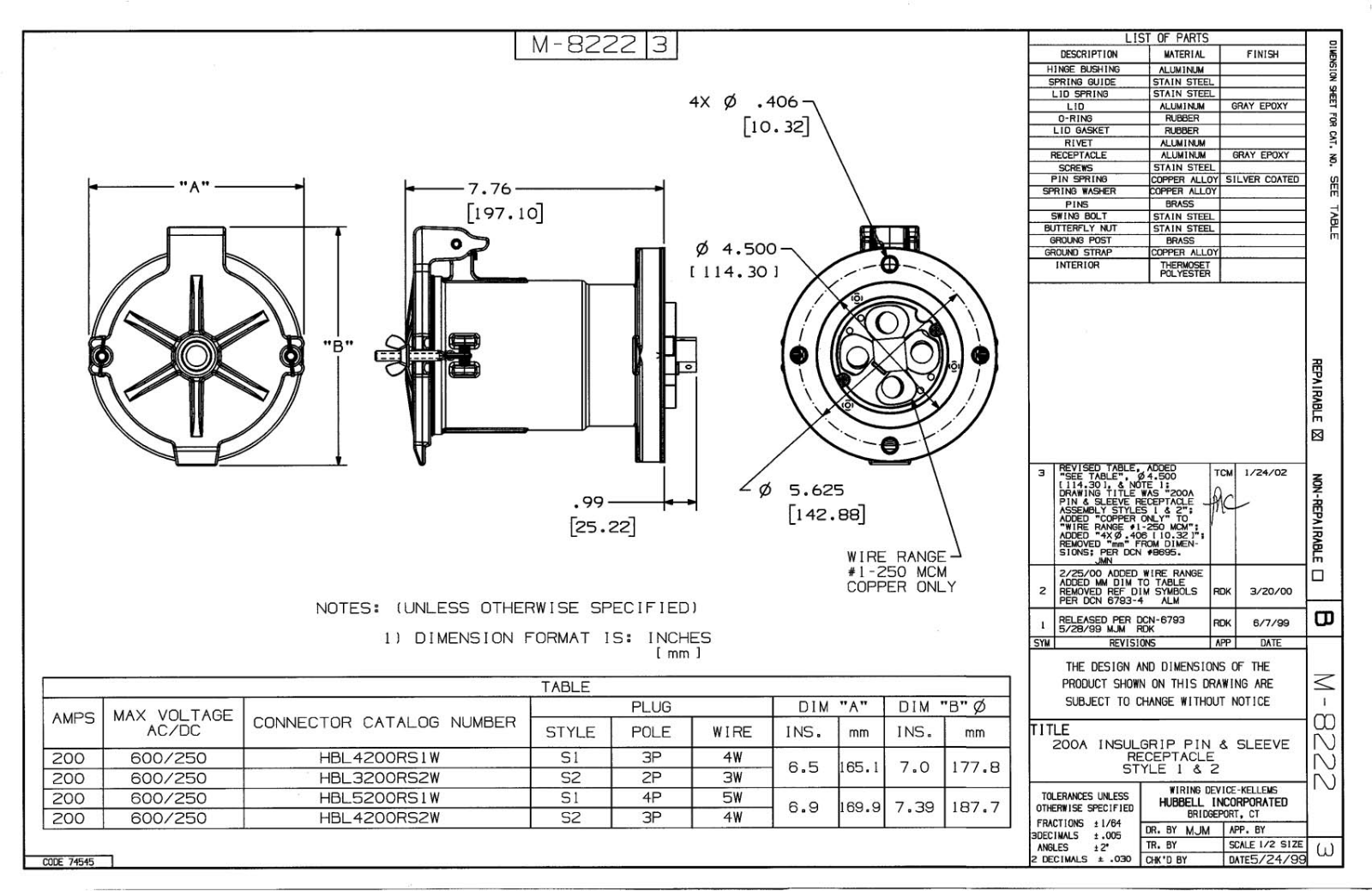 Hubbell HBL3200RS2W Reference Drawing