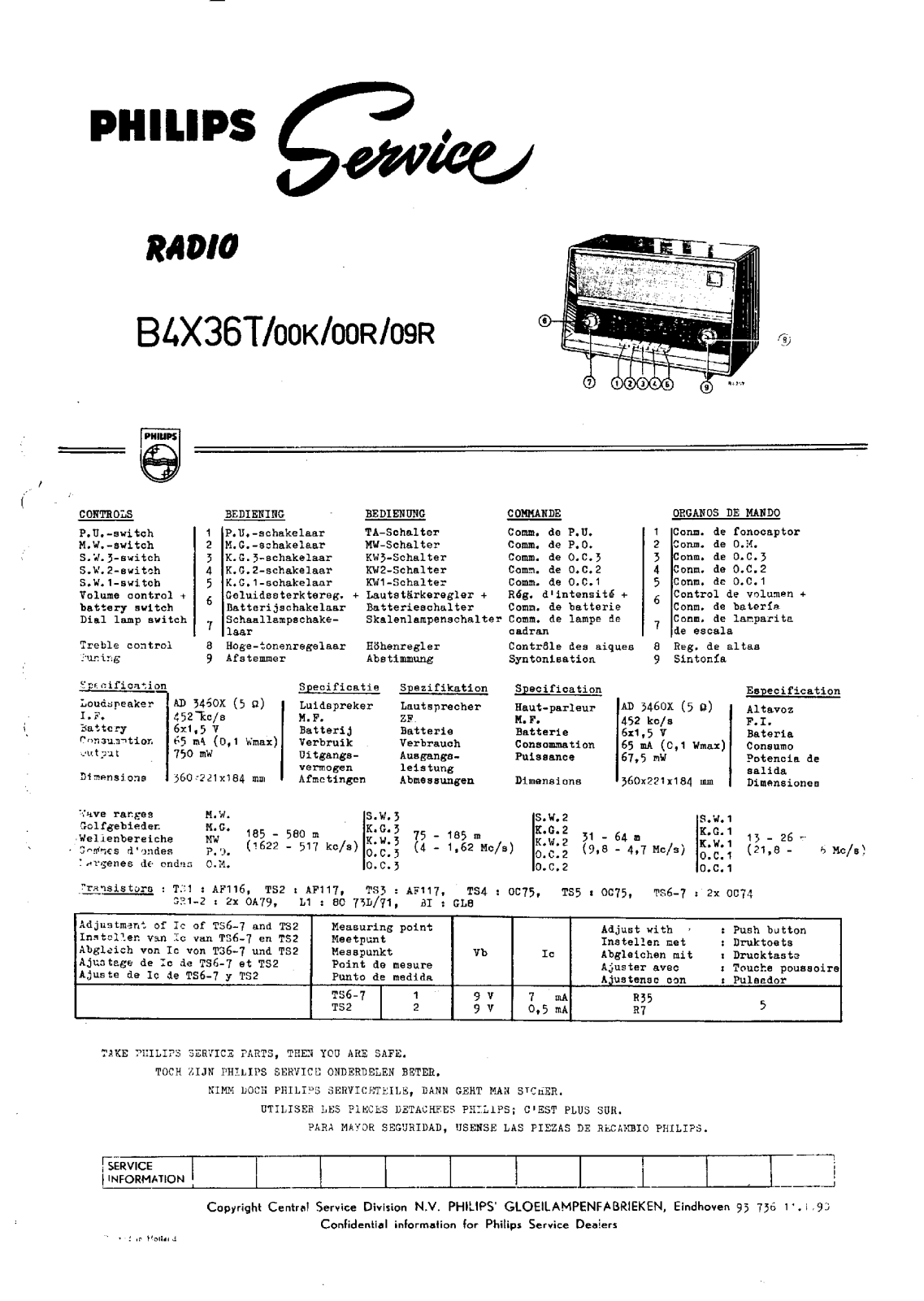 Philips B-4-X-36-T Service Manual