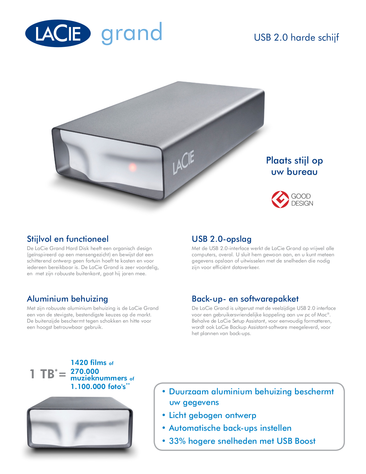 Lacie GRAND HARD DISK DATASHEET