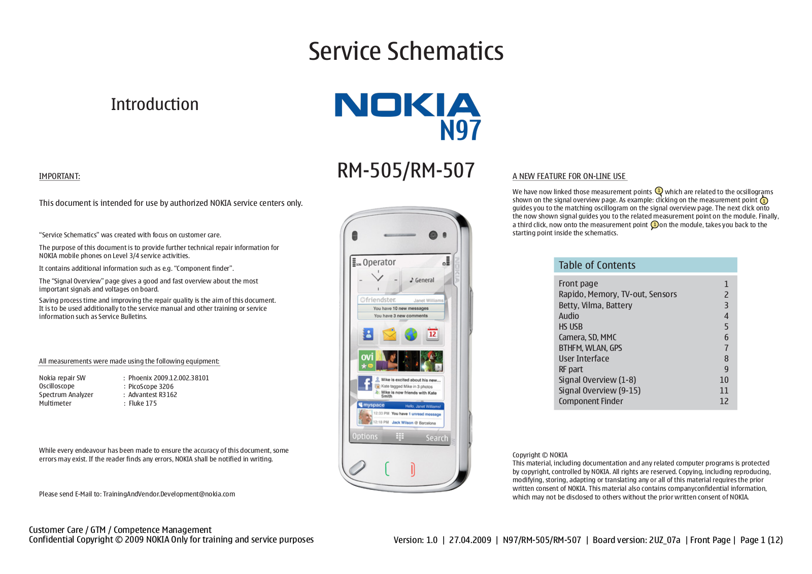 Nokia N97 RM-505, N97 RM-506, N97 RM-507 Schematic
