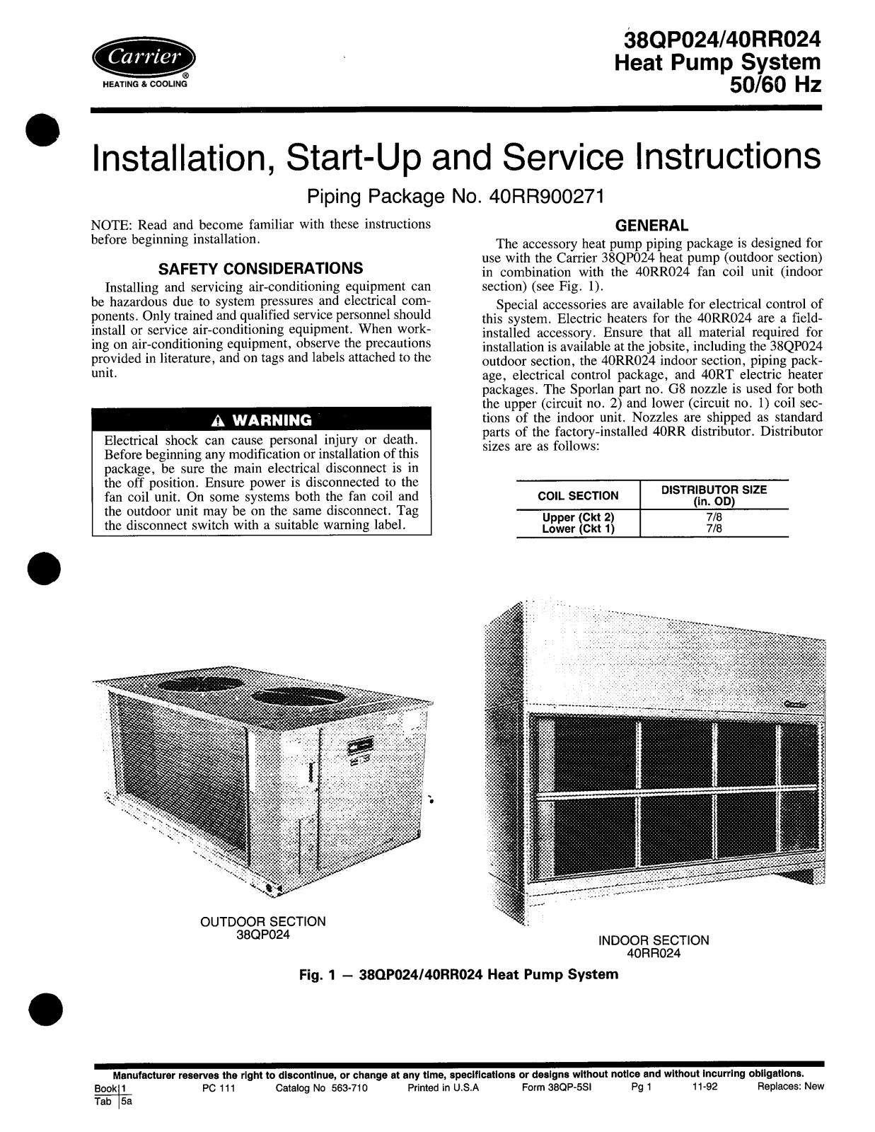 Carrier 38QP024 User Manual