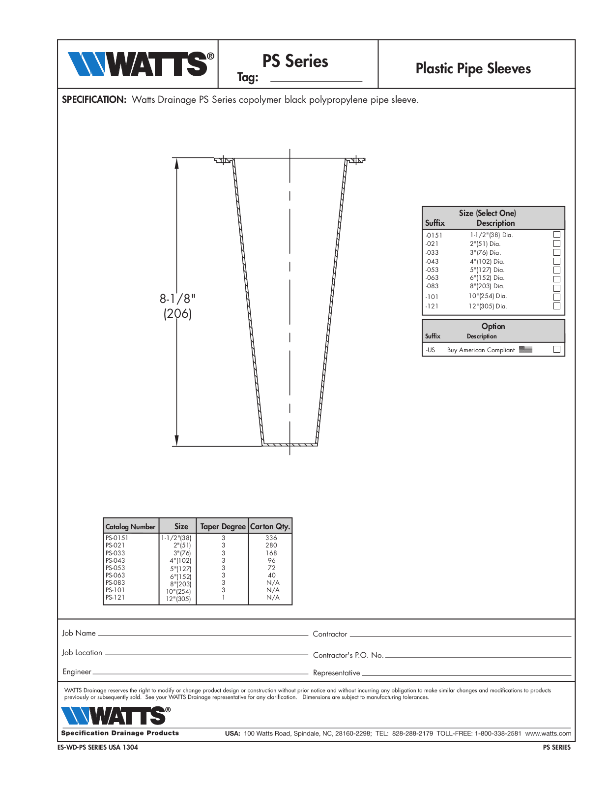 Watts PS-SERIES User Manual