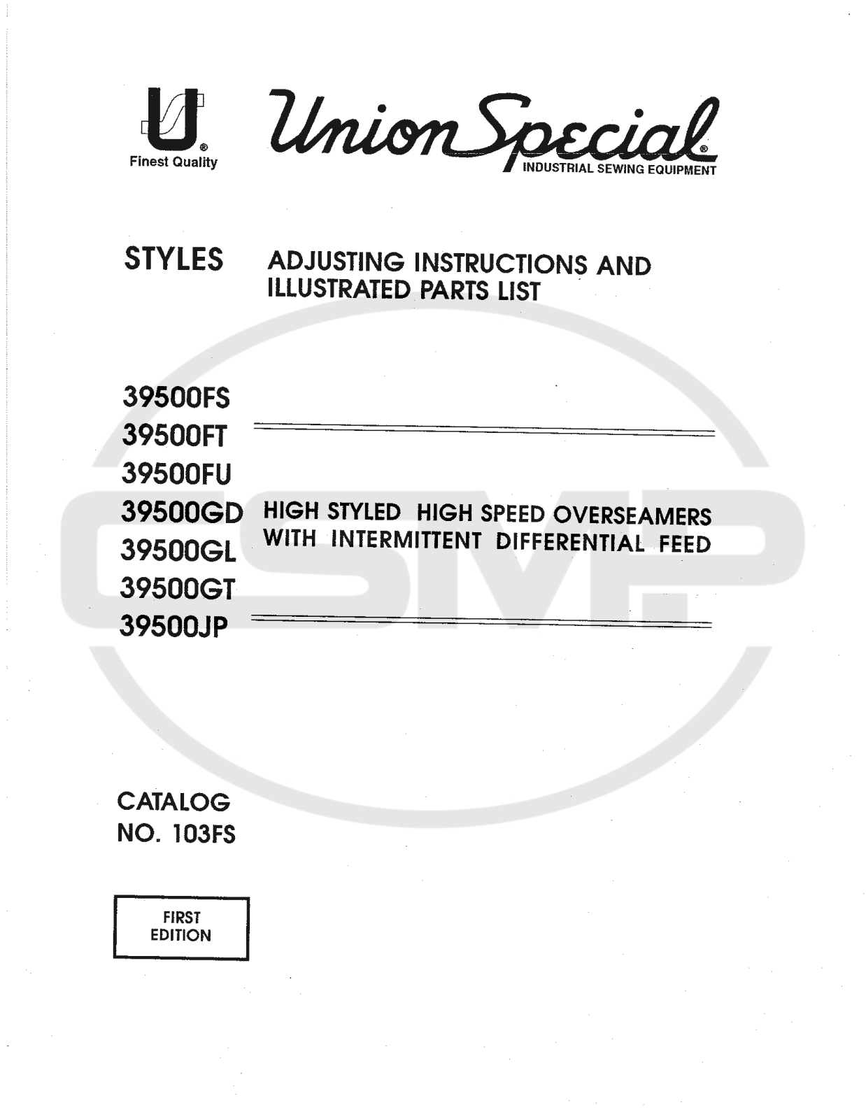 Union Special 103FS Parts Book