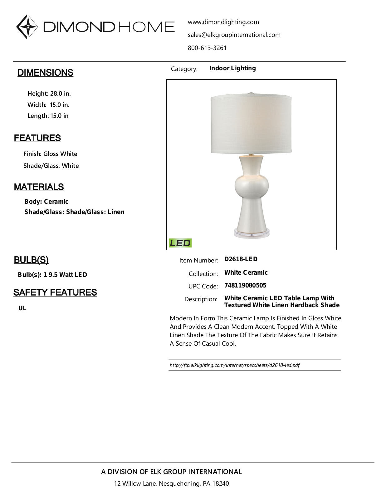 ELK Home D2618LED User Manual