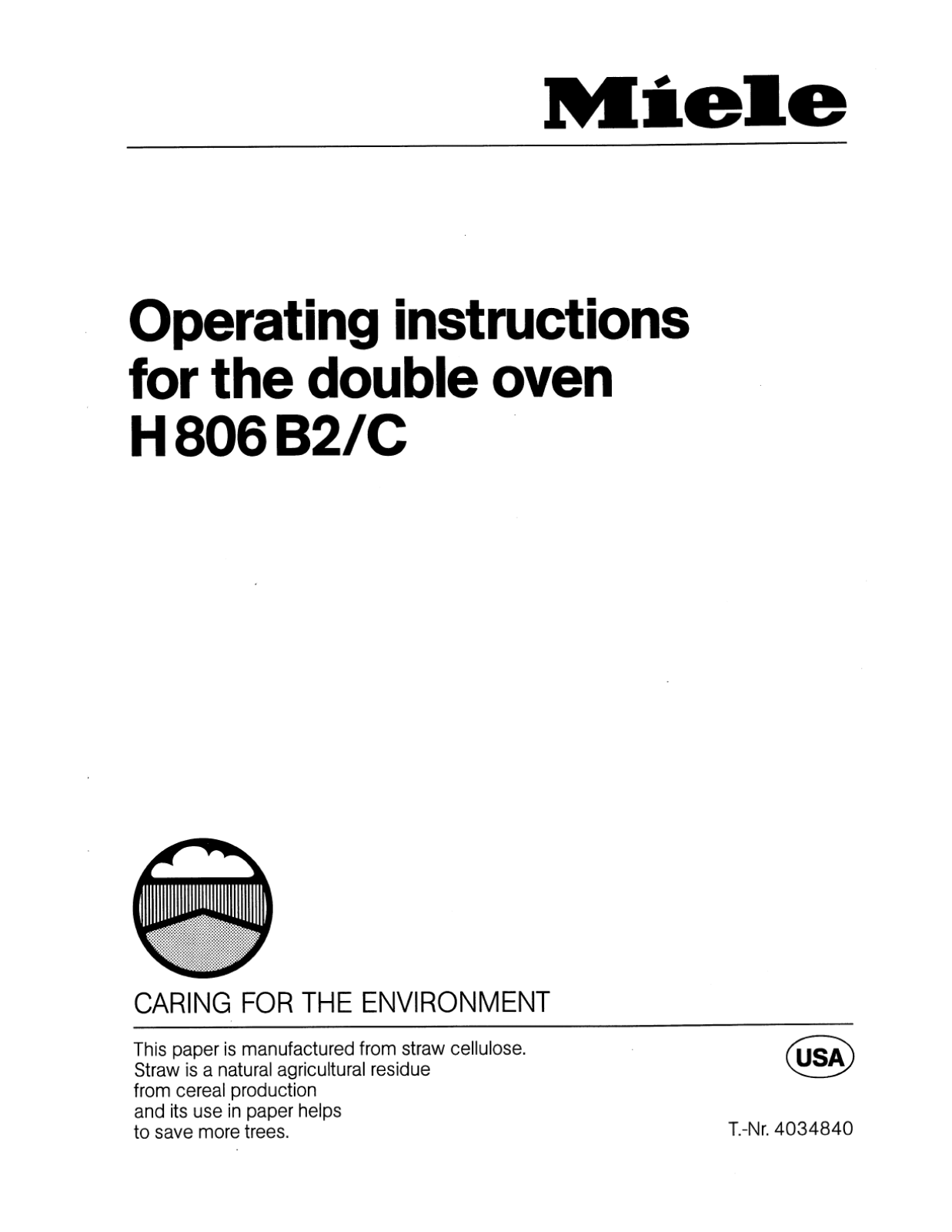 Miele H 806 B2 Operating instructions