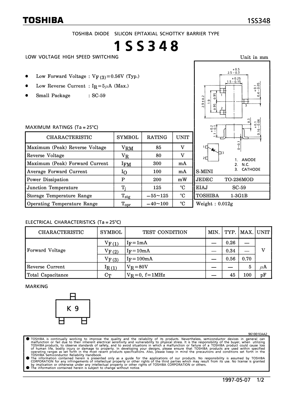 Toshiba 1SS348 Datasheet