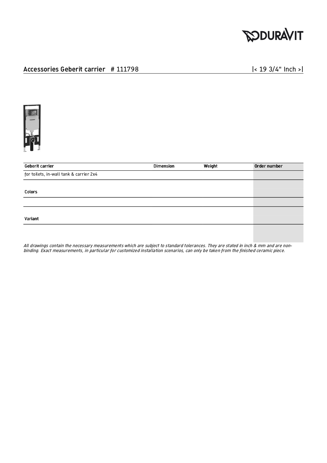 Duravit CBWE1309 Specifications - ManualMachine.com