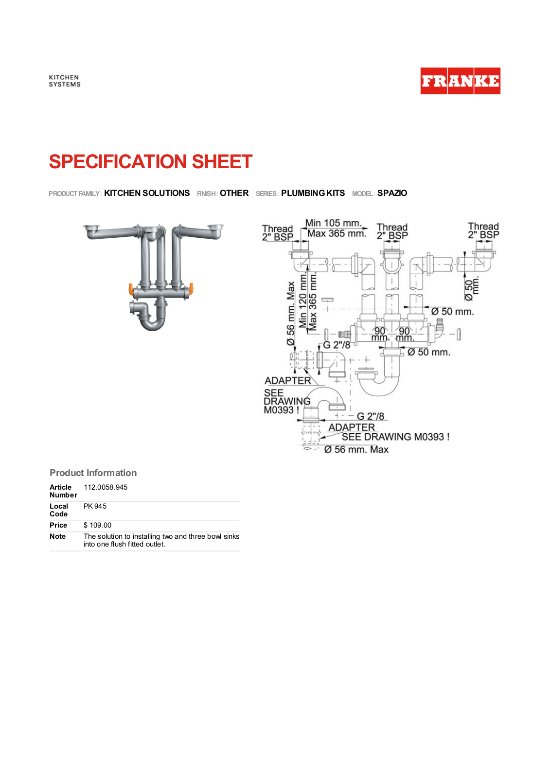 Franke Foodservice SPAZIO User Manual