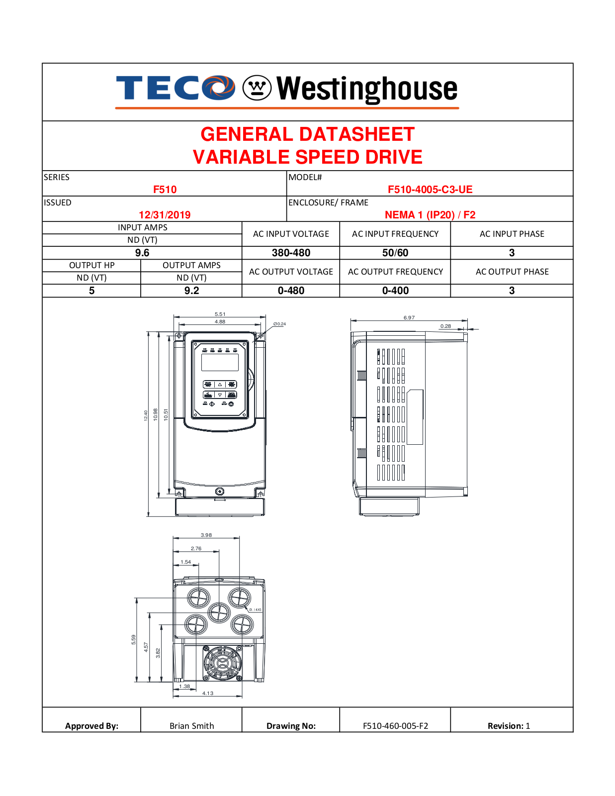 Teco F510-4005-C3-UE Data Sheet