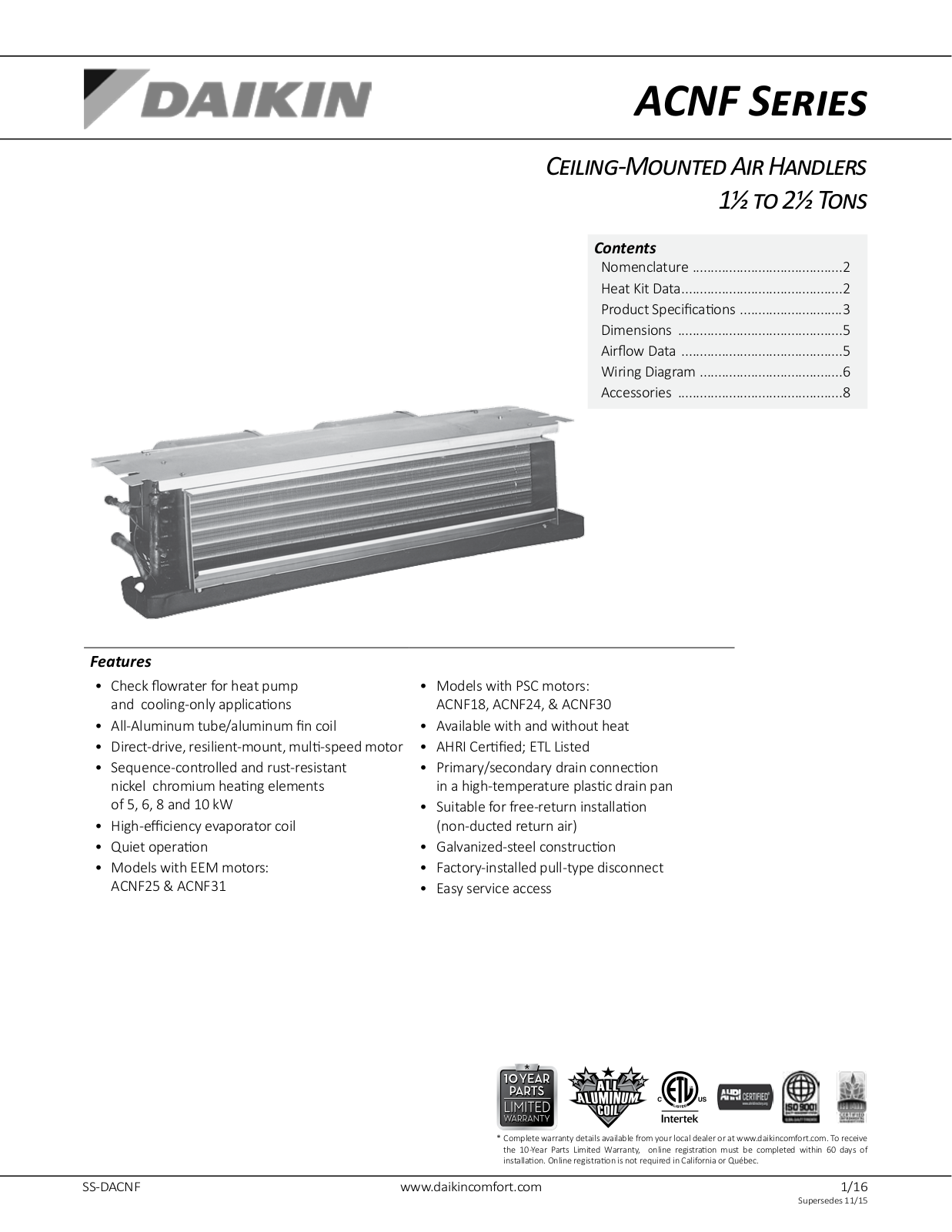 Goodman ACNF18061 User Manual