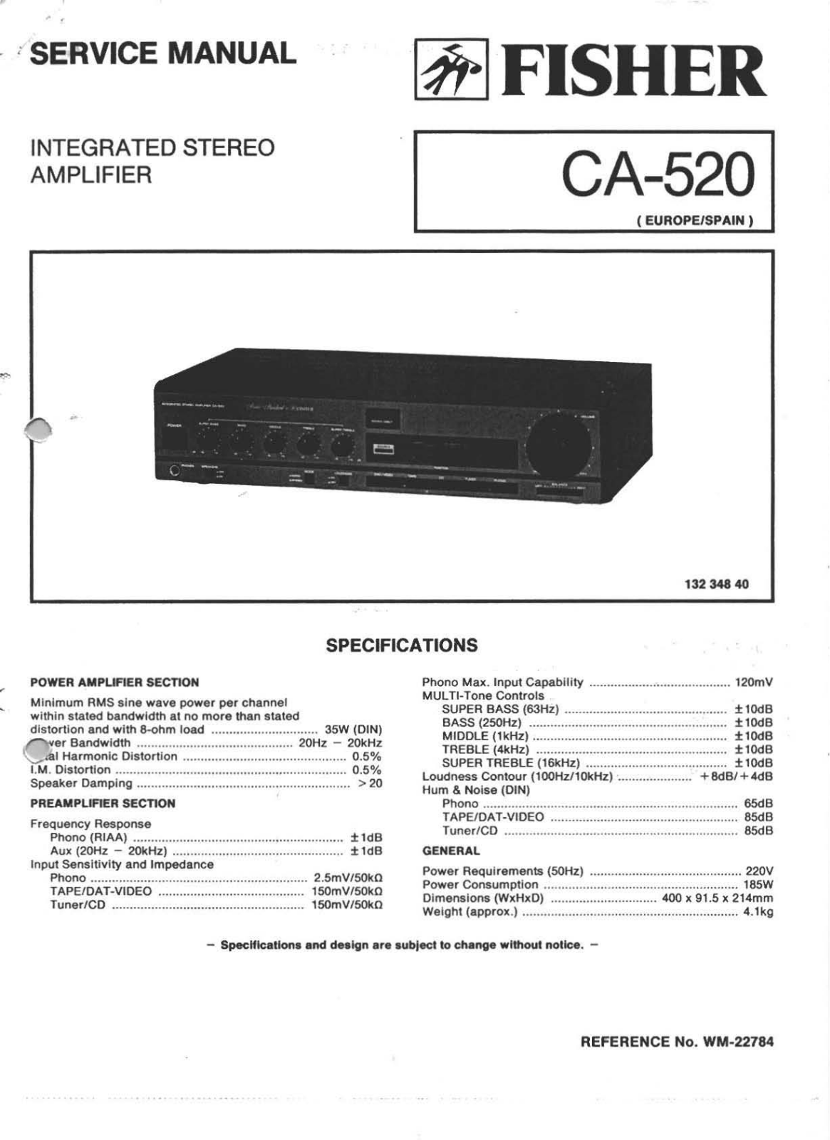 Fisher CA-520 Service manual