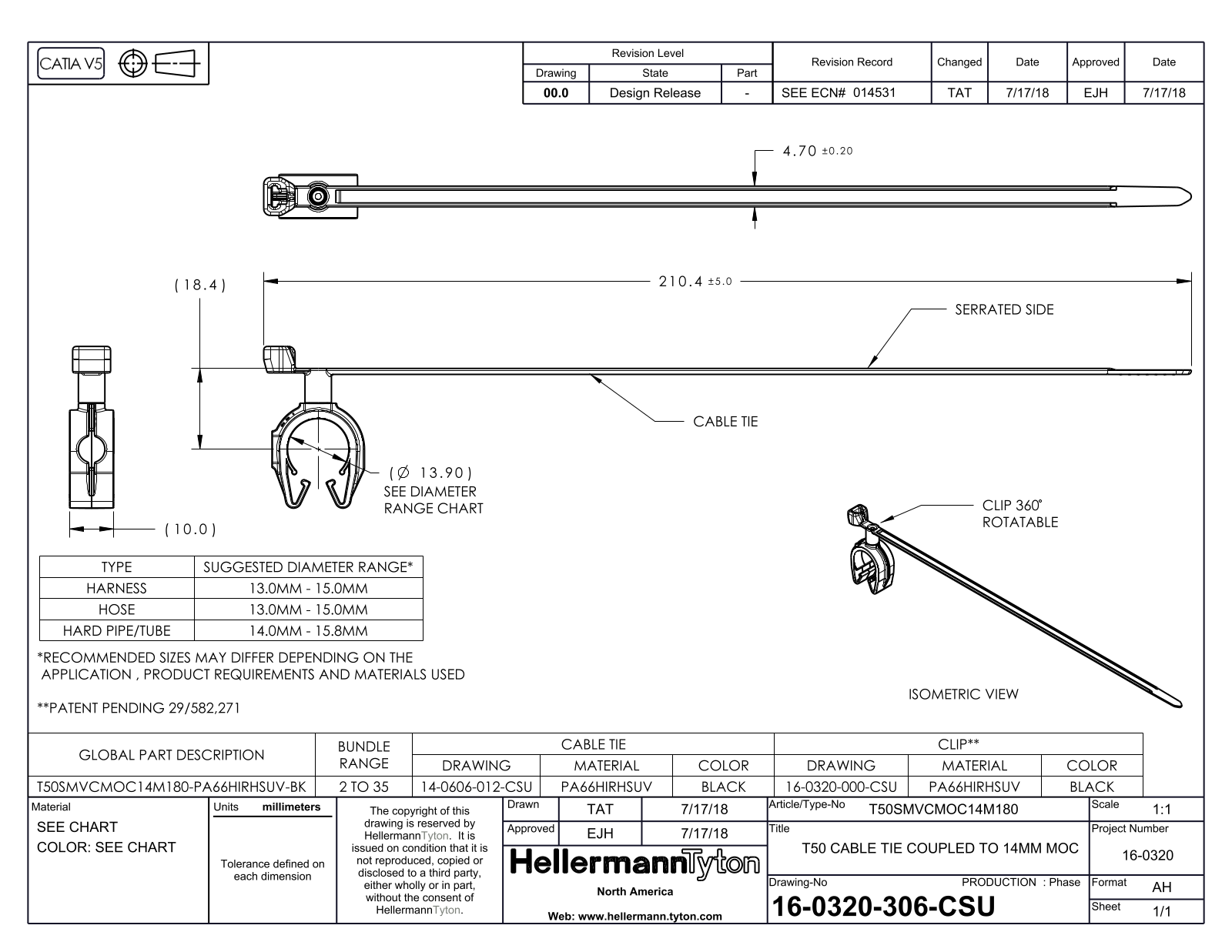 HellermannTyton T50SMYCMOC14M180 Reference Drawing - ManualMachine.com