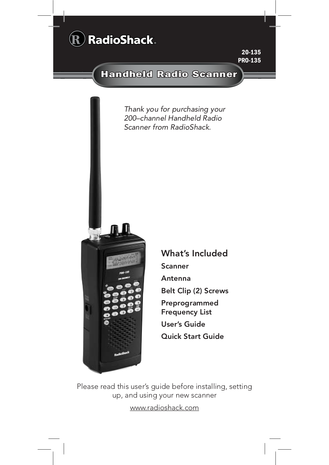 RadioShack PRO-135 Owners Manual