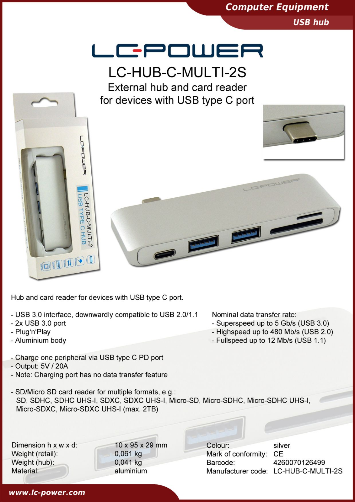 LC-Power LC-HUB-C-MULTI-2S User Manual