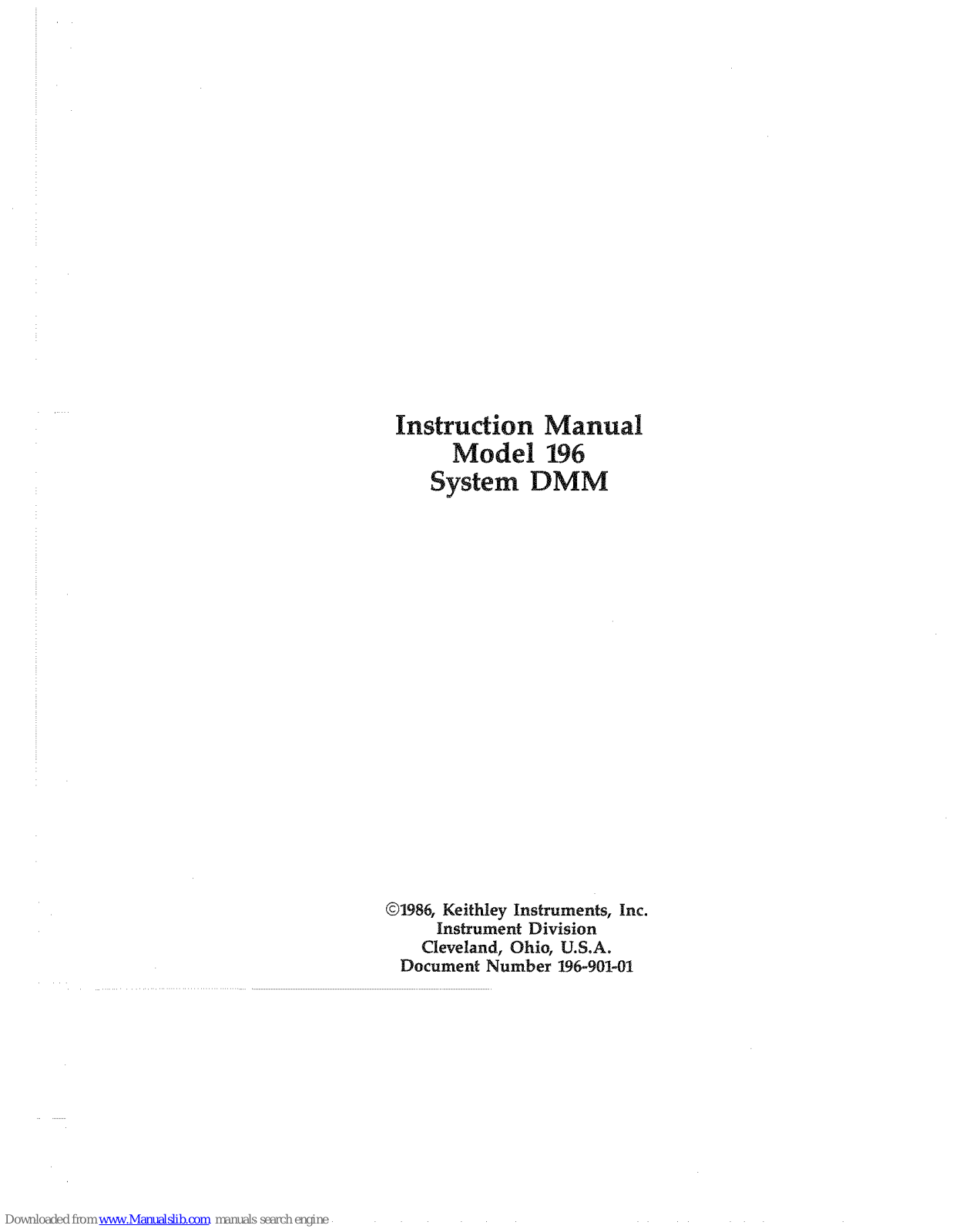 Keithley 196 DMM Instruction Manual