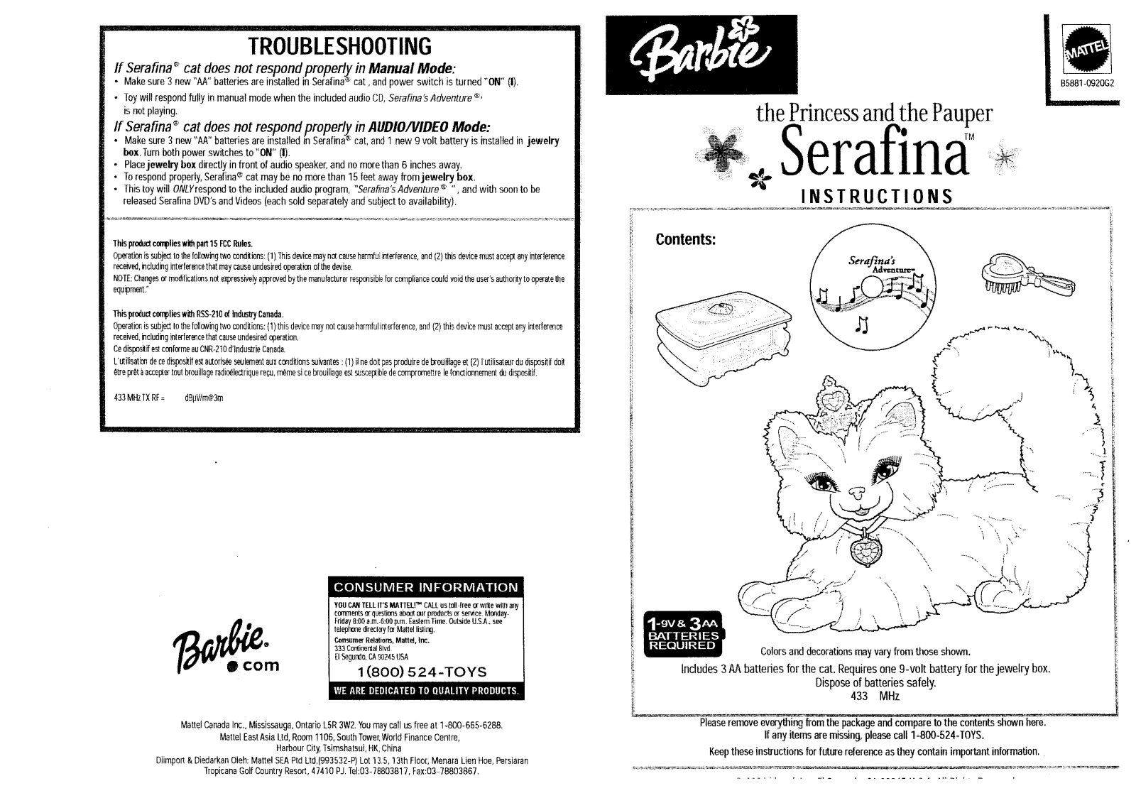 Mattel Toys A Division of Mattel C6746 04A43R User Manual